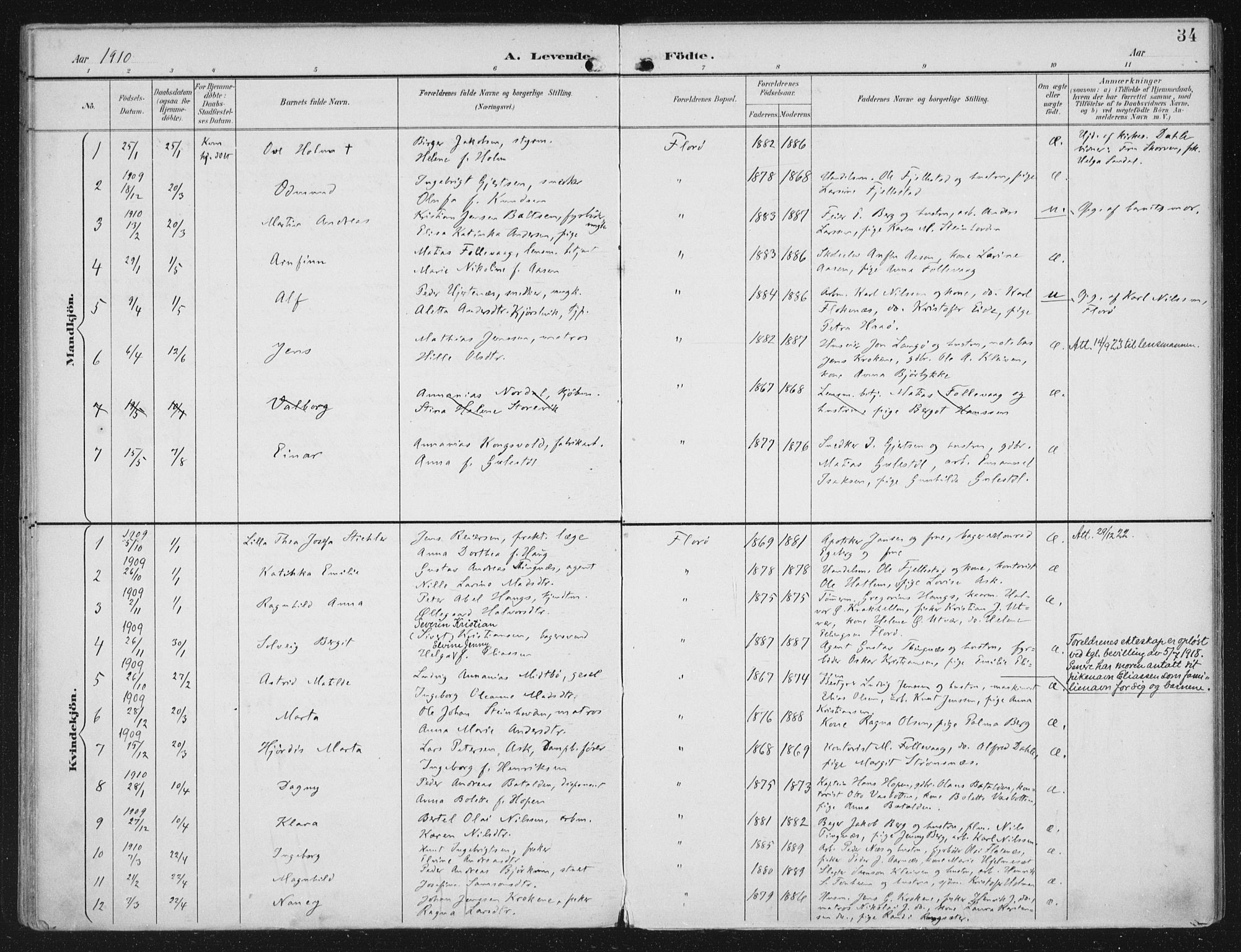 Kinn sokneprestembete, SAB/A-80801/H/Haa/Haac/L0002: Parish register (official) no. C 2, 1895-1916, p. 34