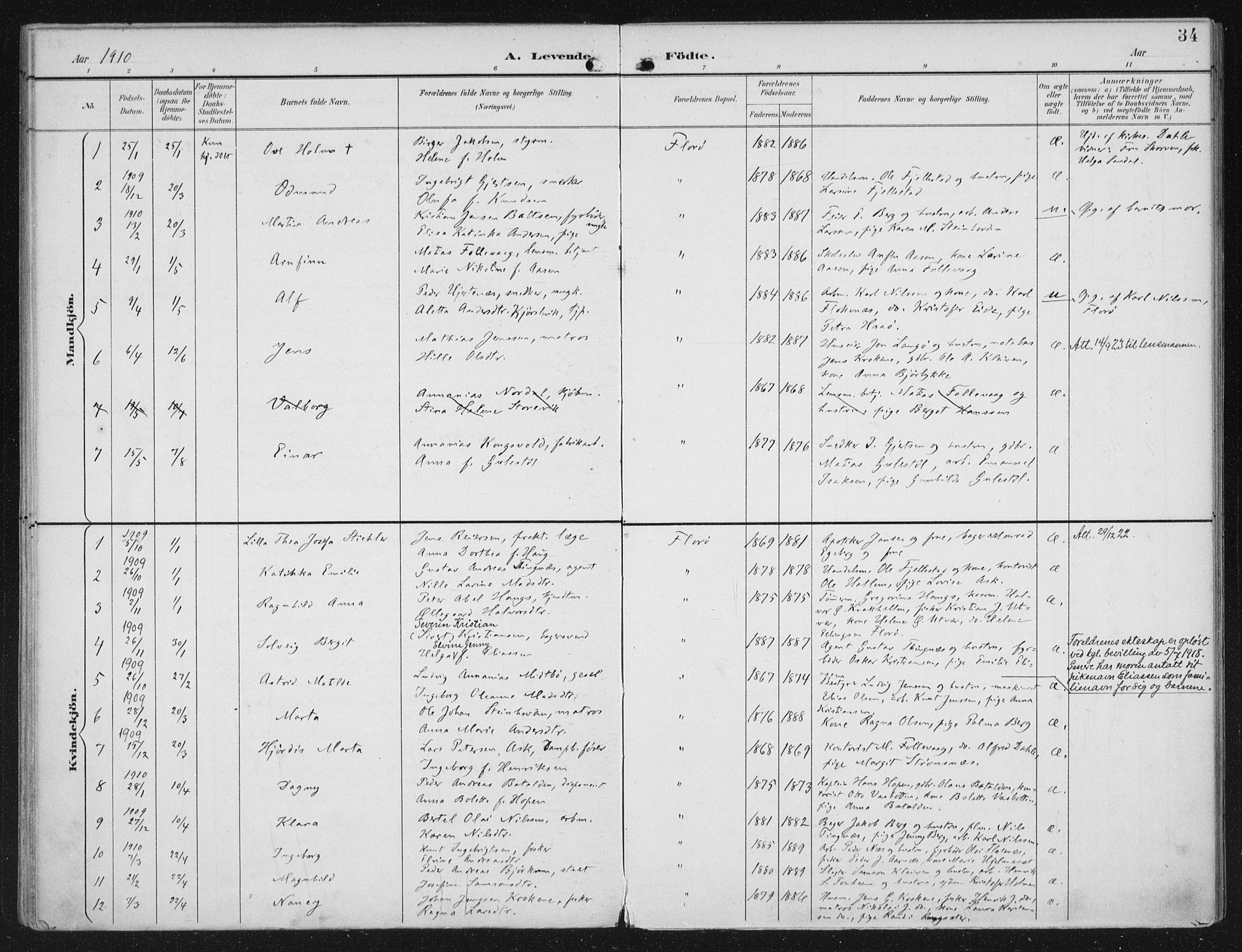 Kinn sokneprestembete, AV/SAB-A-80801/H/Haa/Haac/L0002: Parish register (official) no. C 2, 1895-1916, p. 34