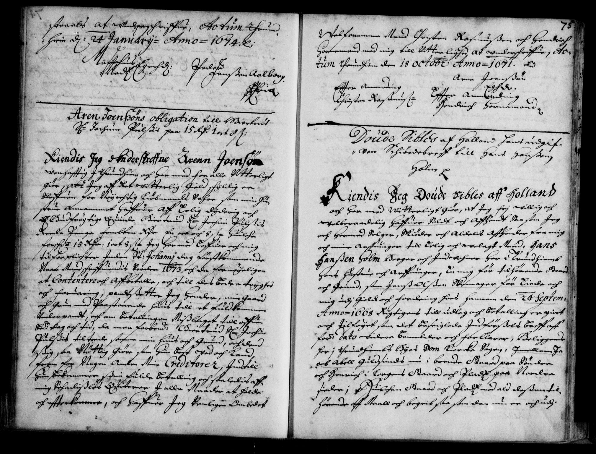 Trondheim byfogd, SAT/A-0003/1/2/2C/L0001: Mortgage book no. 1, 1670-1680, p. 75