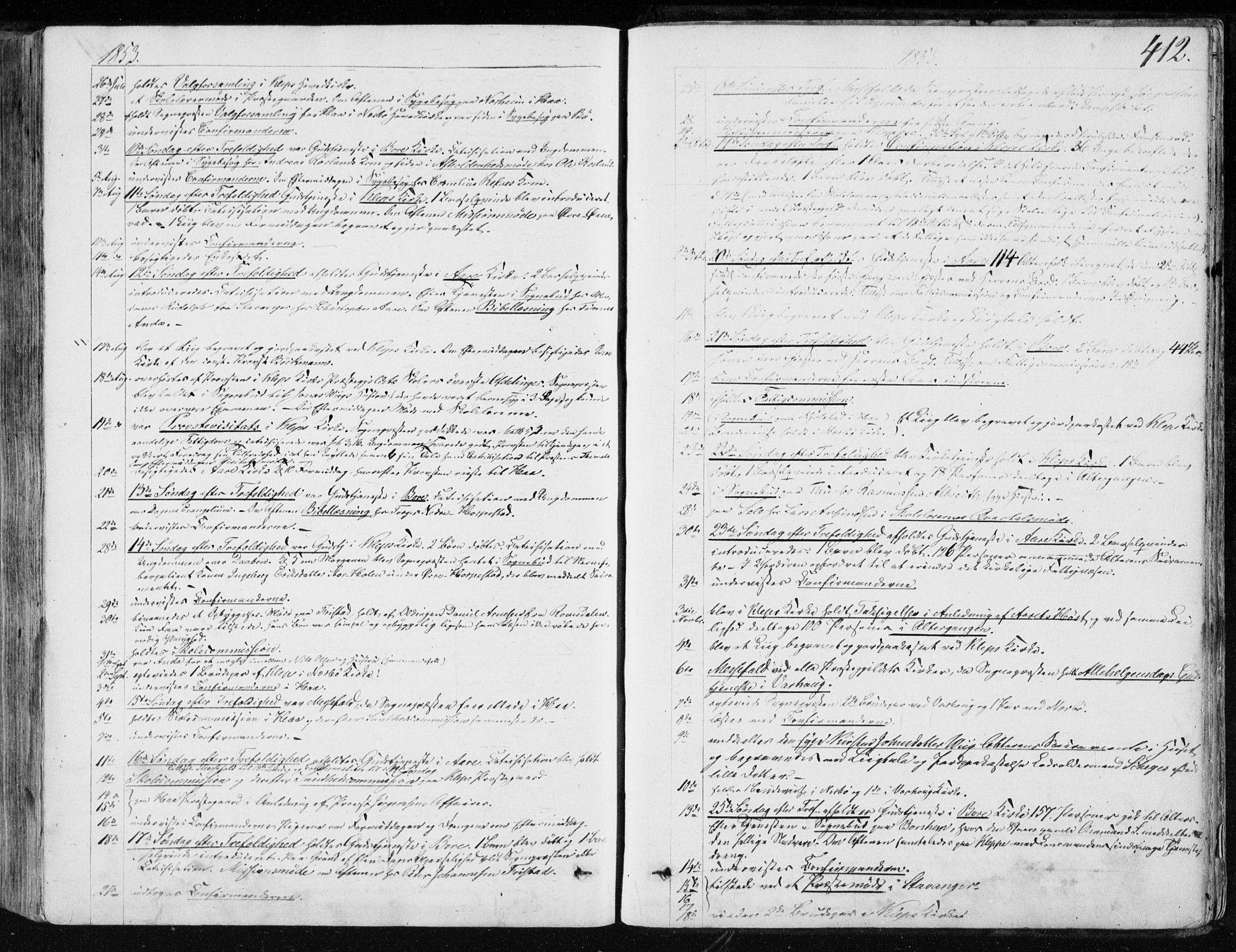 Klepp sokneprestkontor, AV/SAST-A-101803/001/3/30BA/L0005: Parish register (official) no. A 5, 1853-1870, p. 412