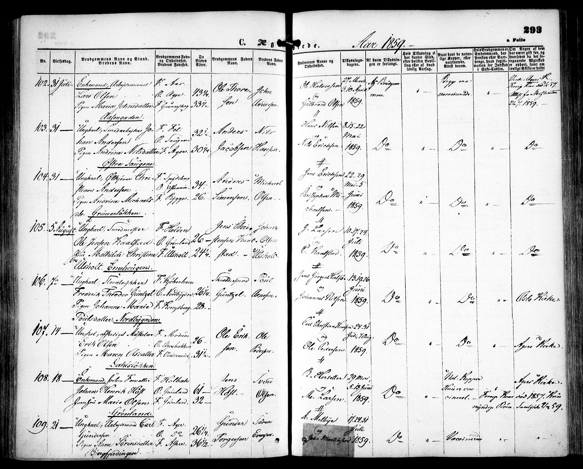 Grønland prestekontor Kirkebøker, SAO/A-10848/F/Fa/L0001: Parish register (official) no. 1, 1859-1861, p. 293