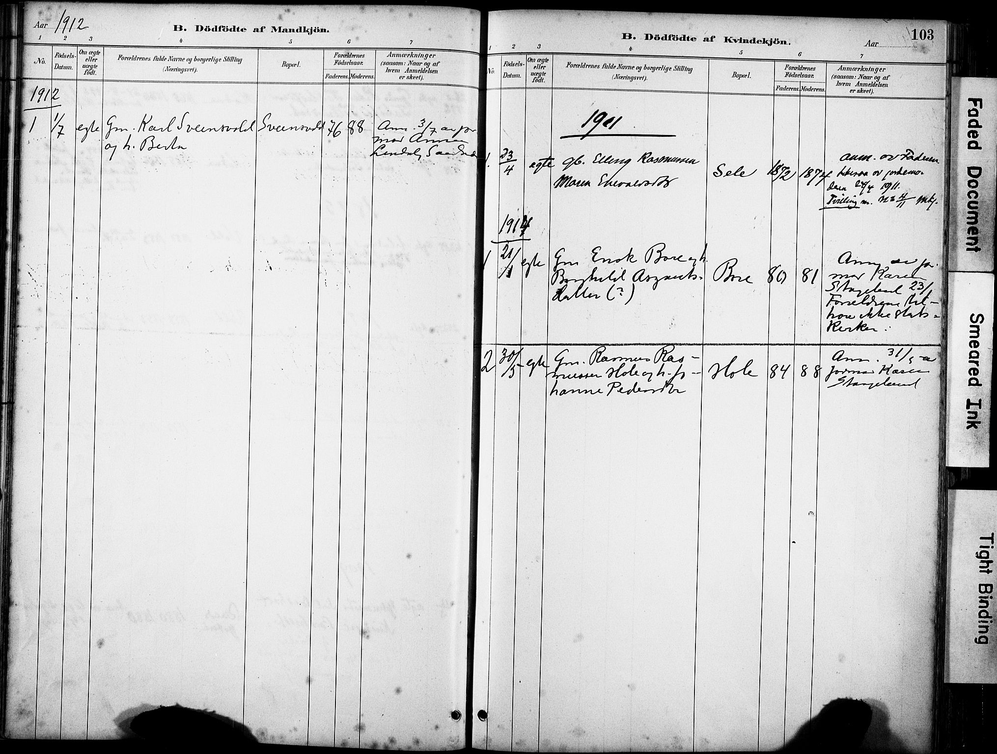 Klepp sokneprestkontor, SAST/A-101803/001/3/30BA/L0008: Parish register (official) no. A 9, 1886-1919, p. 103
