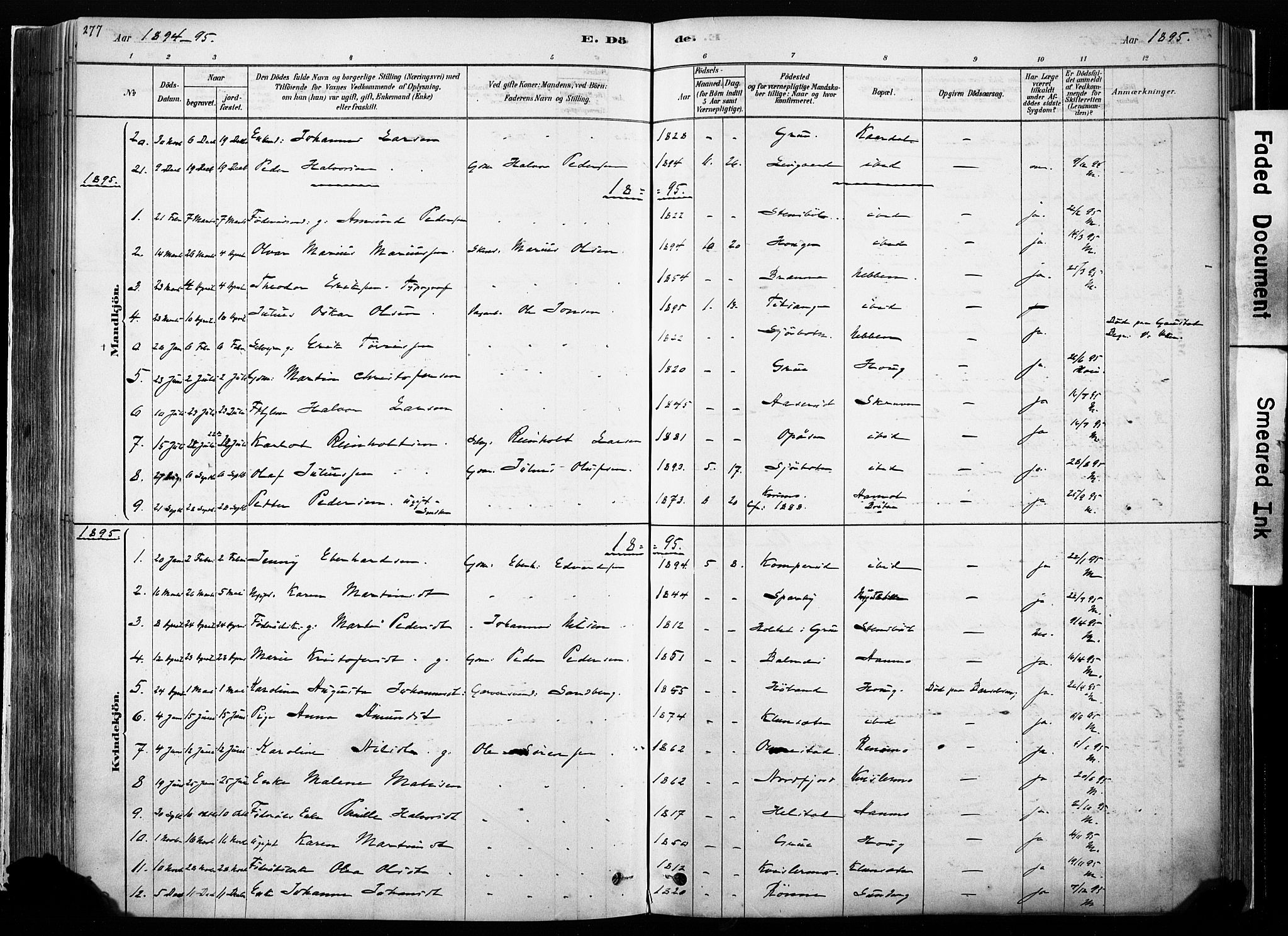Hof prestekontor, SAH/PREST-038/H/Ha/Haa/L0010: Parish register (official) no. 10, 1878-1909, p. 277
