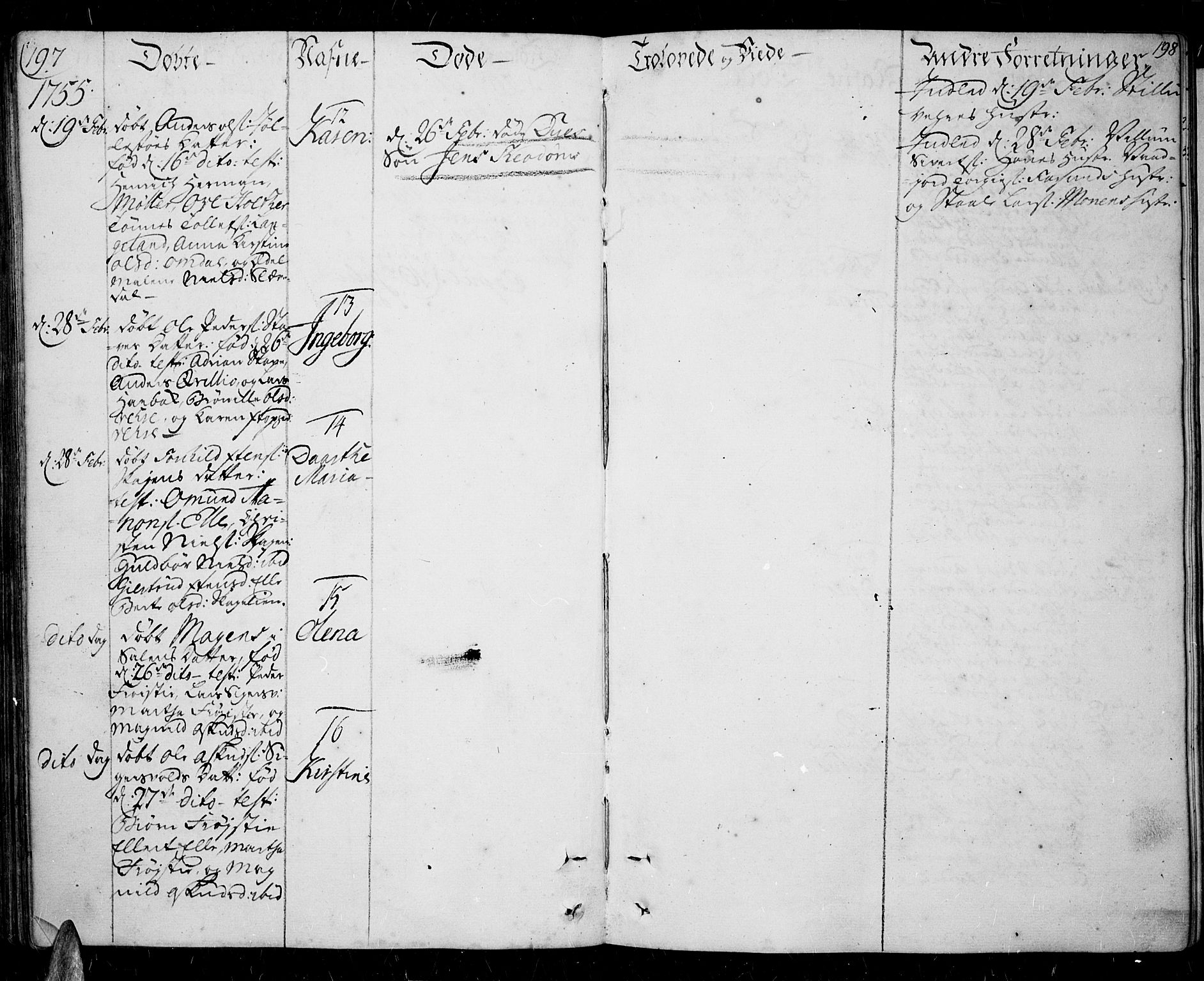 Lista sokneprestkontor, AV/SAK-1111-0027/F/Fa/L0003: Parish register (official) no. A 3 /1, 1743-1767, p. 197-198