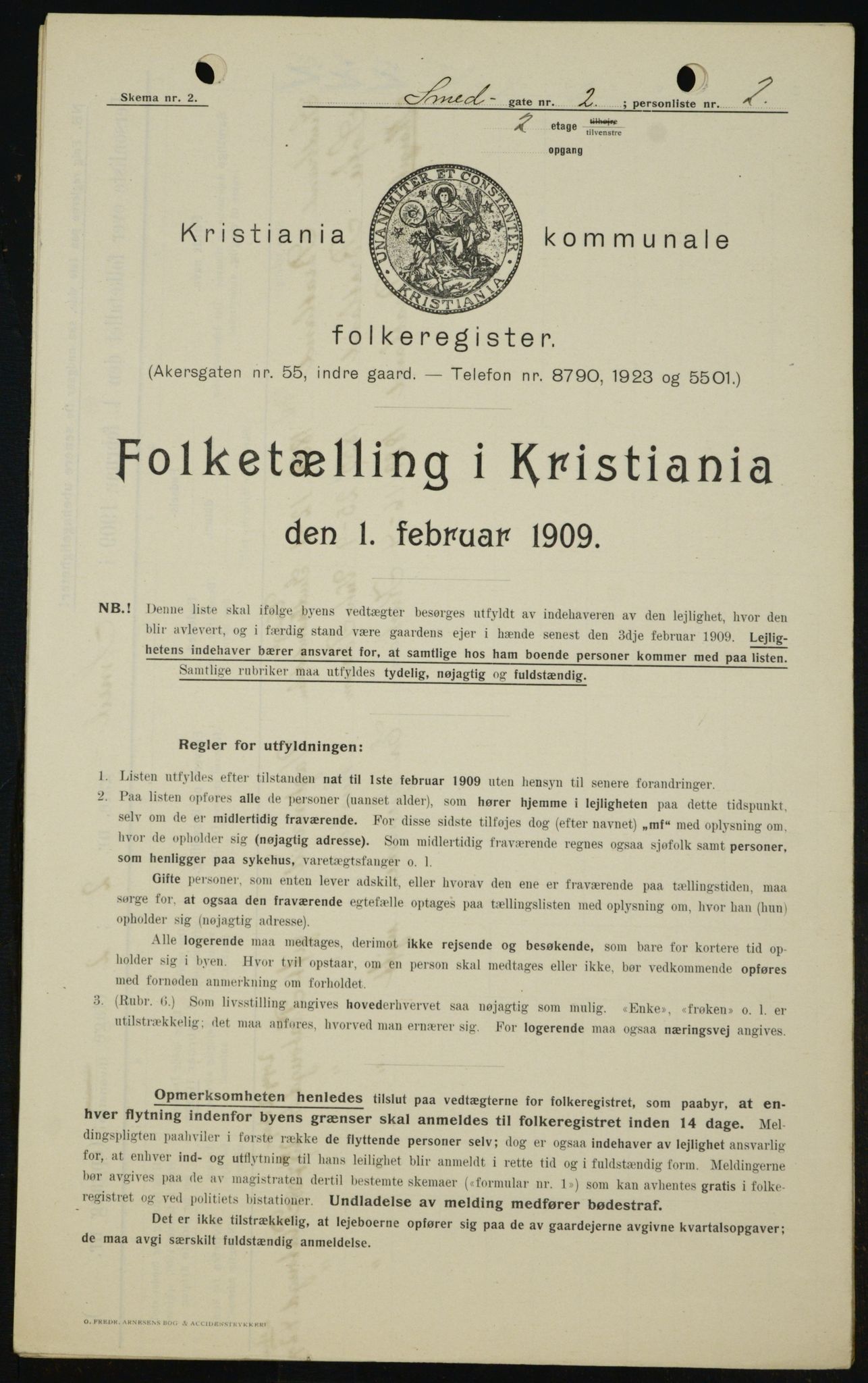 OBA, Municipal Census 1909 for Kristiania, 1909, p. 88069