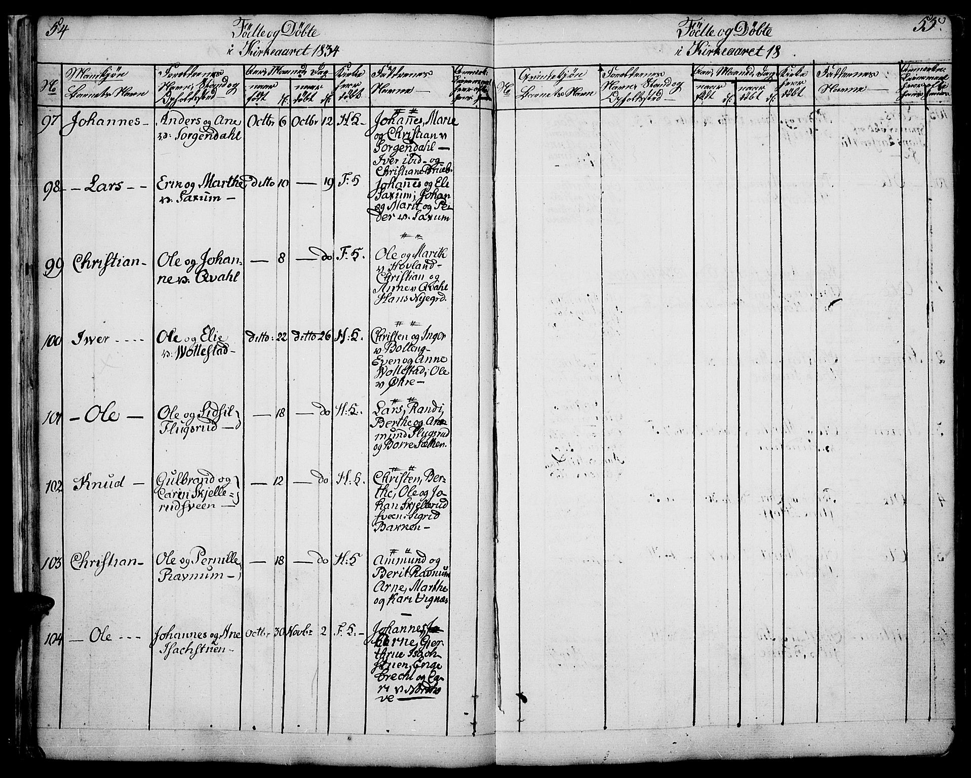 Fåberg prestekontor, SAH/PREST-086/H/Ha/Haa/L0004: Parish register (official) no. 4, 1833-1837, p. 54-55