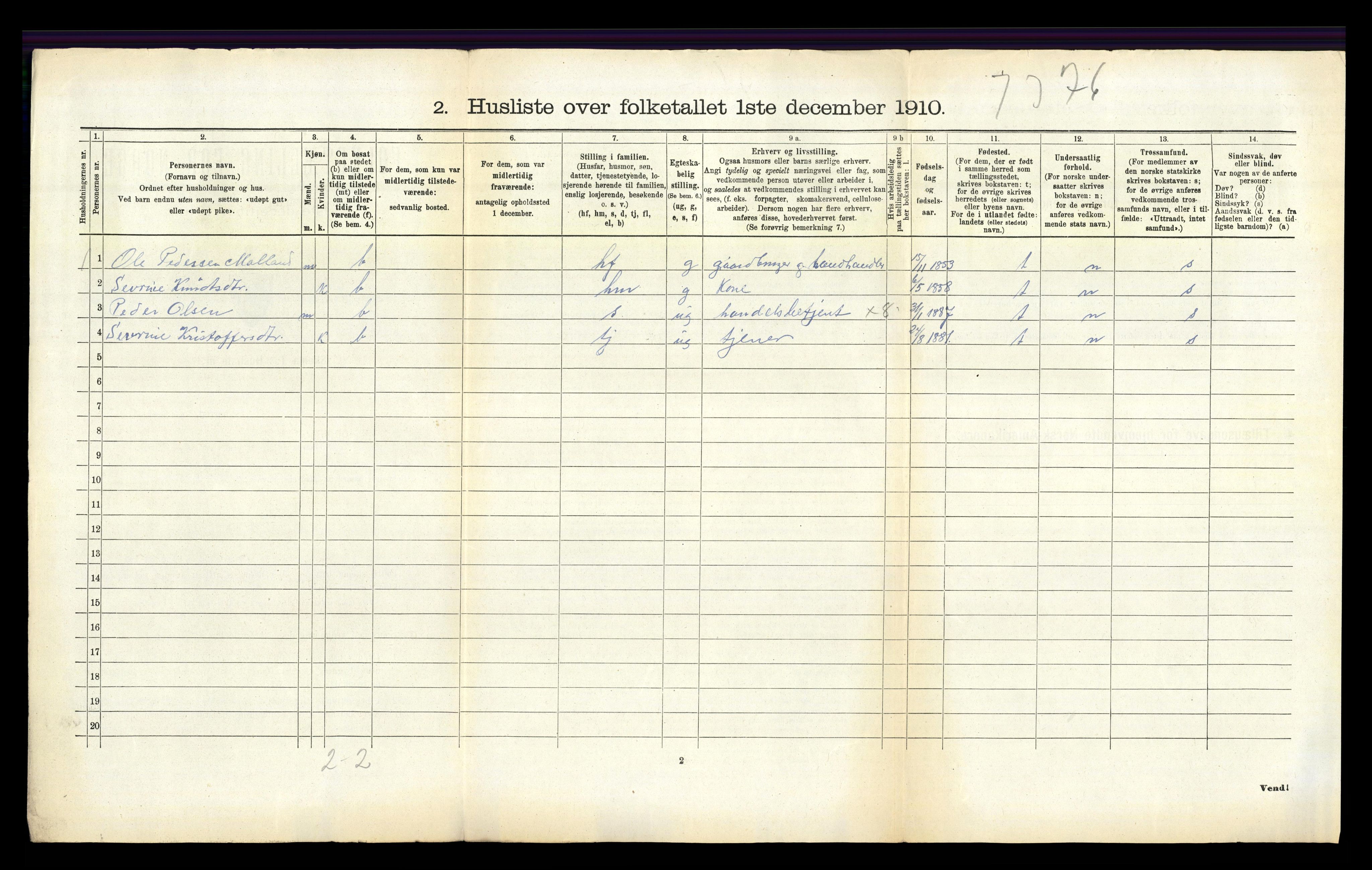 RA, 1910 census for Hafslo, 1910, p. 154