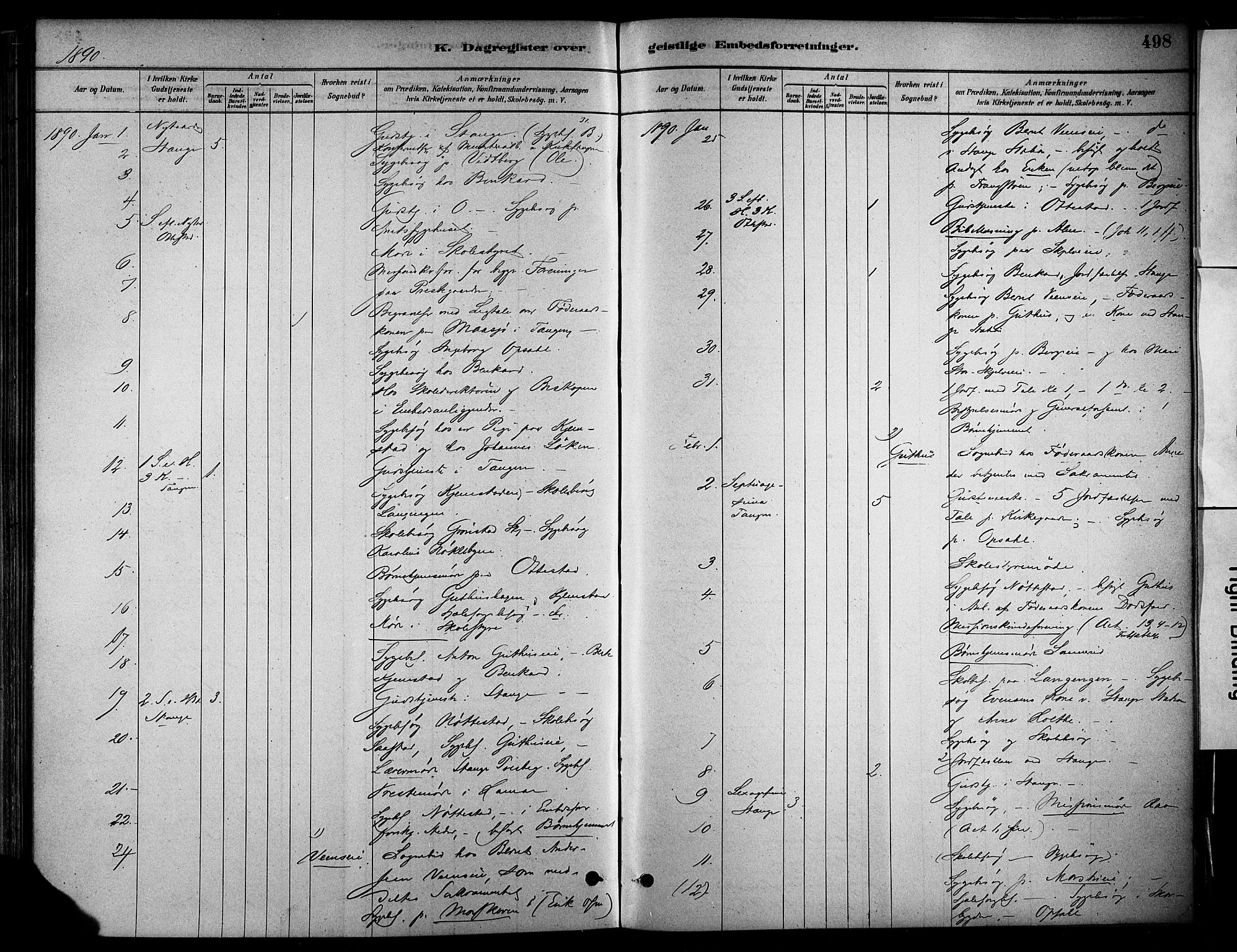 Stange prestekontor, SAH/PREST-002/K/L0017: Parish register (official) no. 17, 1880-1893, p. 498