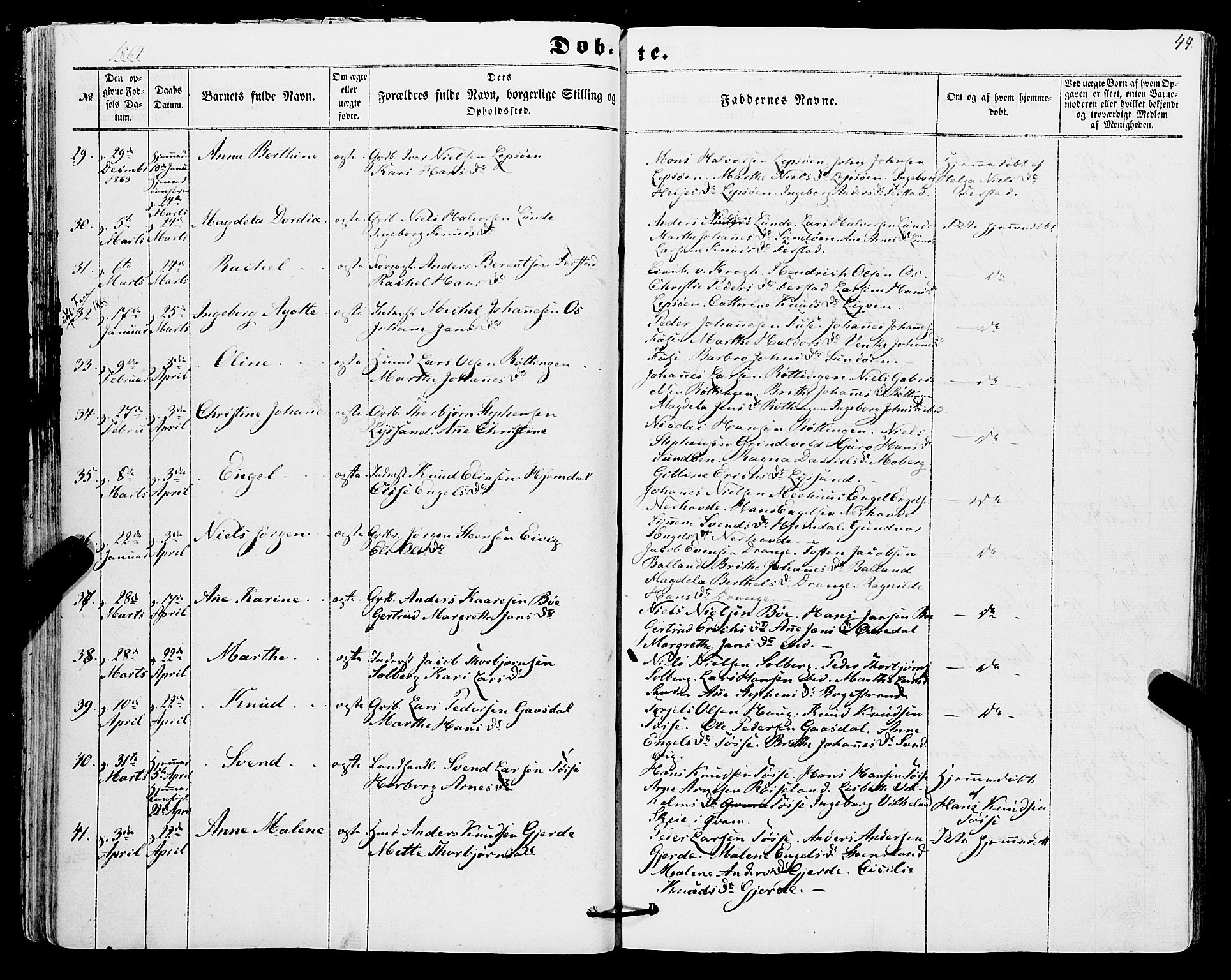 Os sokneprestembete, AV/SAB-A-99929: Parish register (official) no. A 17, 1860-1873, p. 44