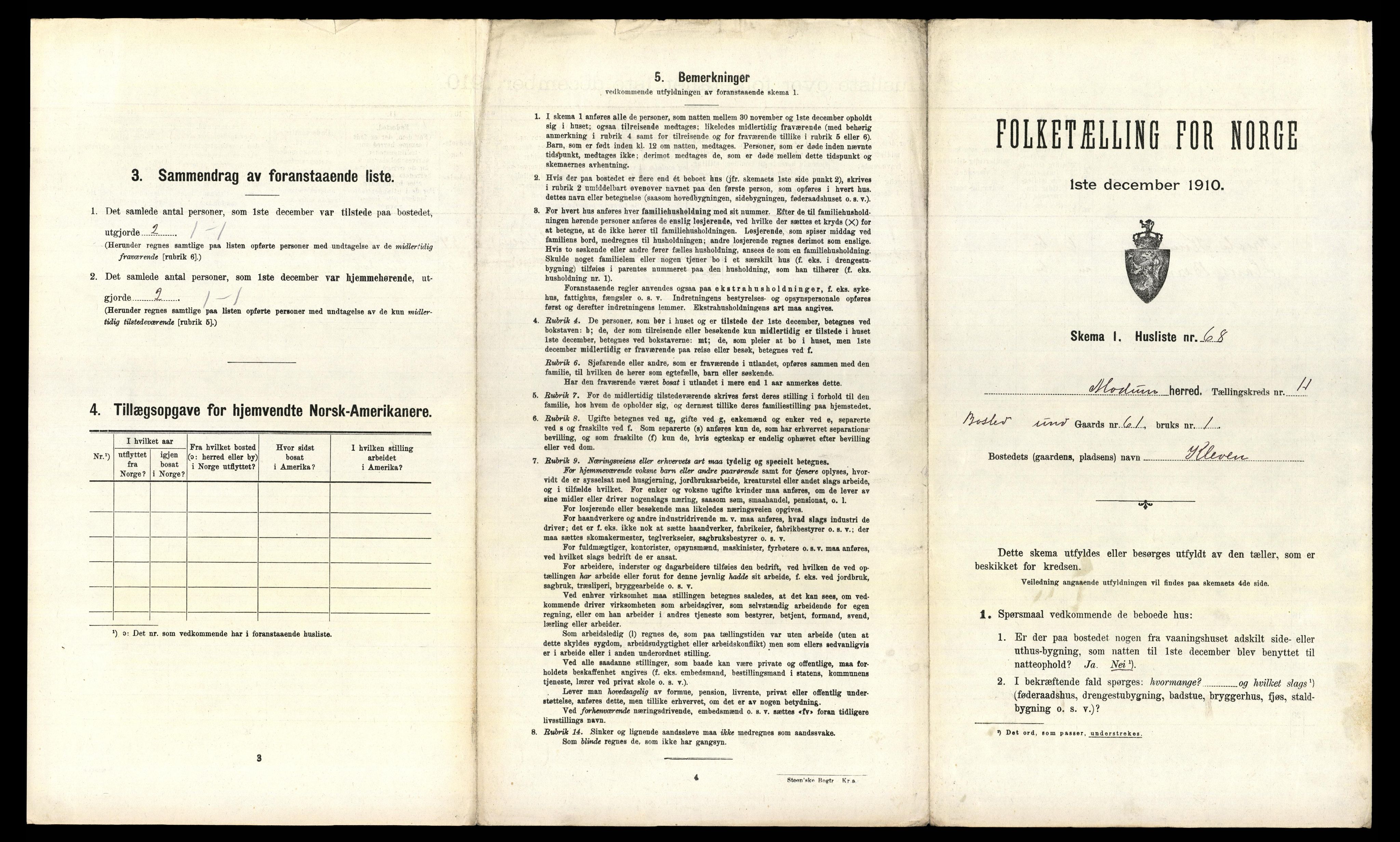 RA, 1910 census for Modum, 1910, p. 2130