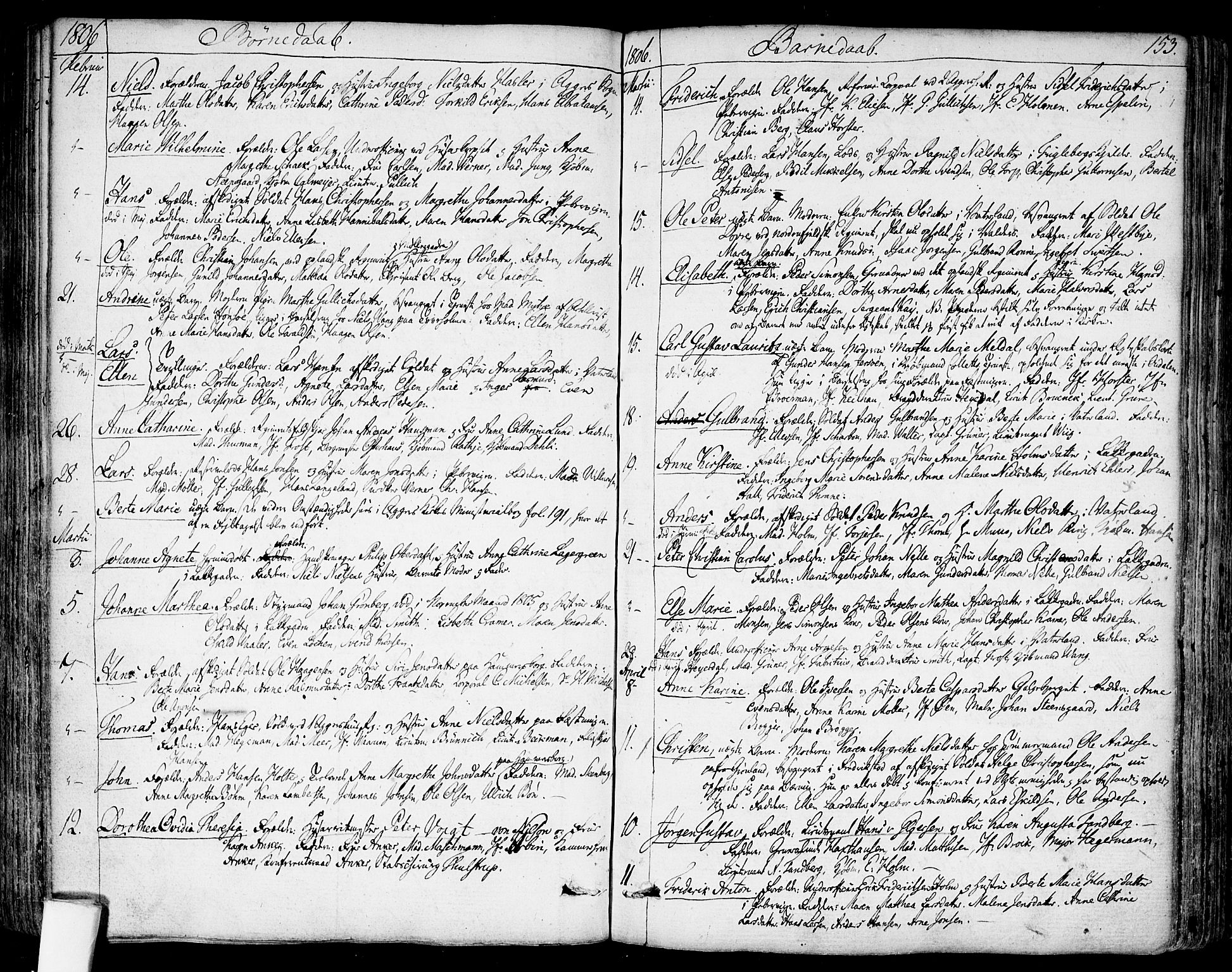 Garnisonsmenigheten Kirkebøker, AV/SAO-A-10846/F/Fa/L0003: Parish register (official) no. 3, 1777-1809, p. 153