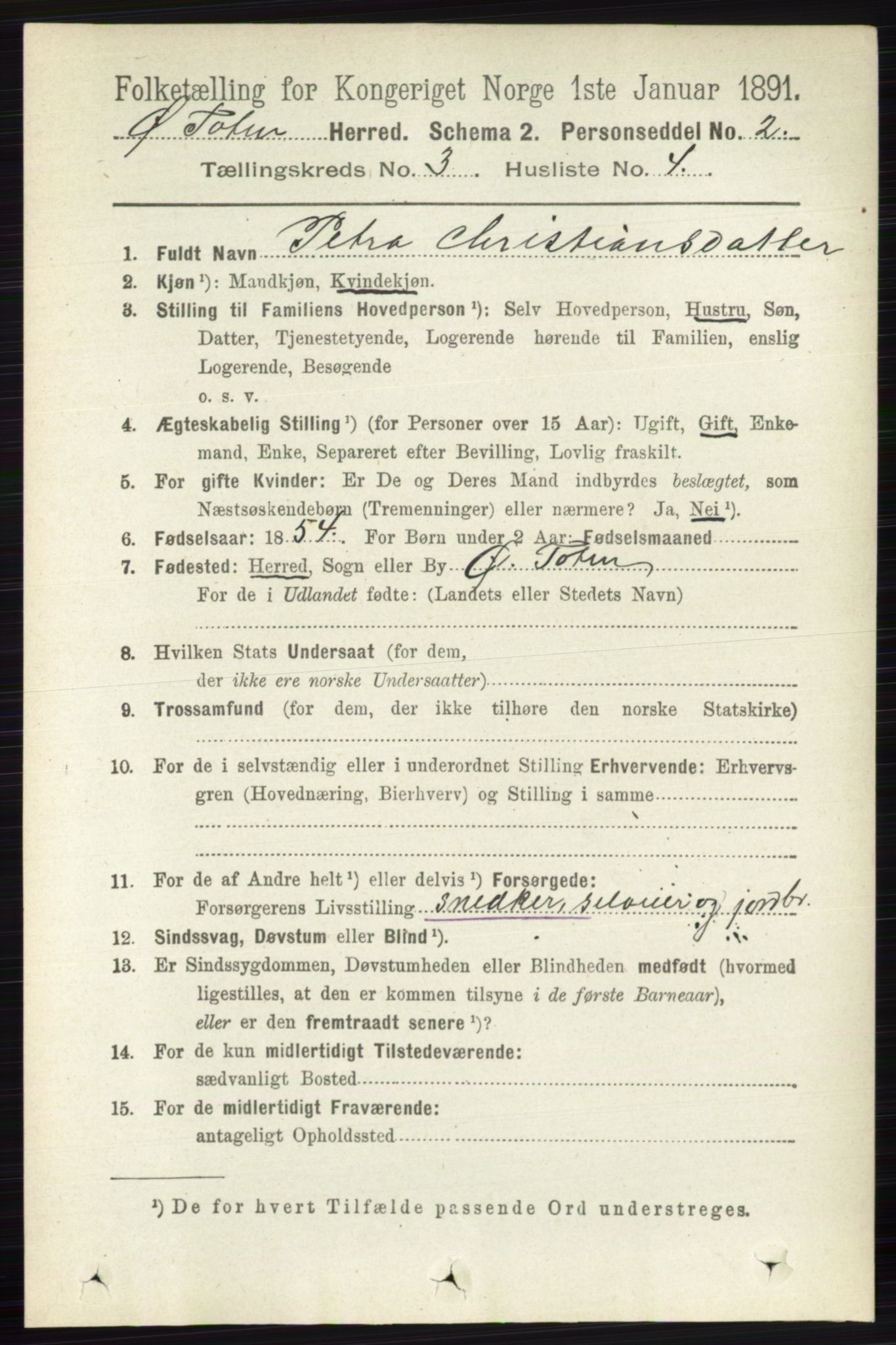 RA, 1891 census for 0528 Østre Toten, 1891, p. 1577