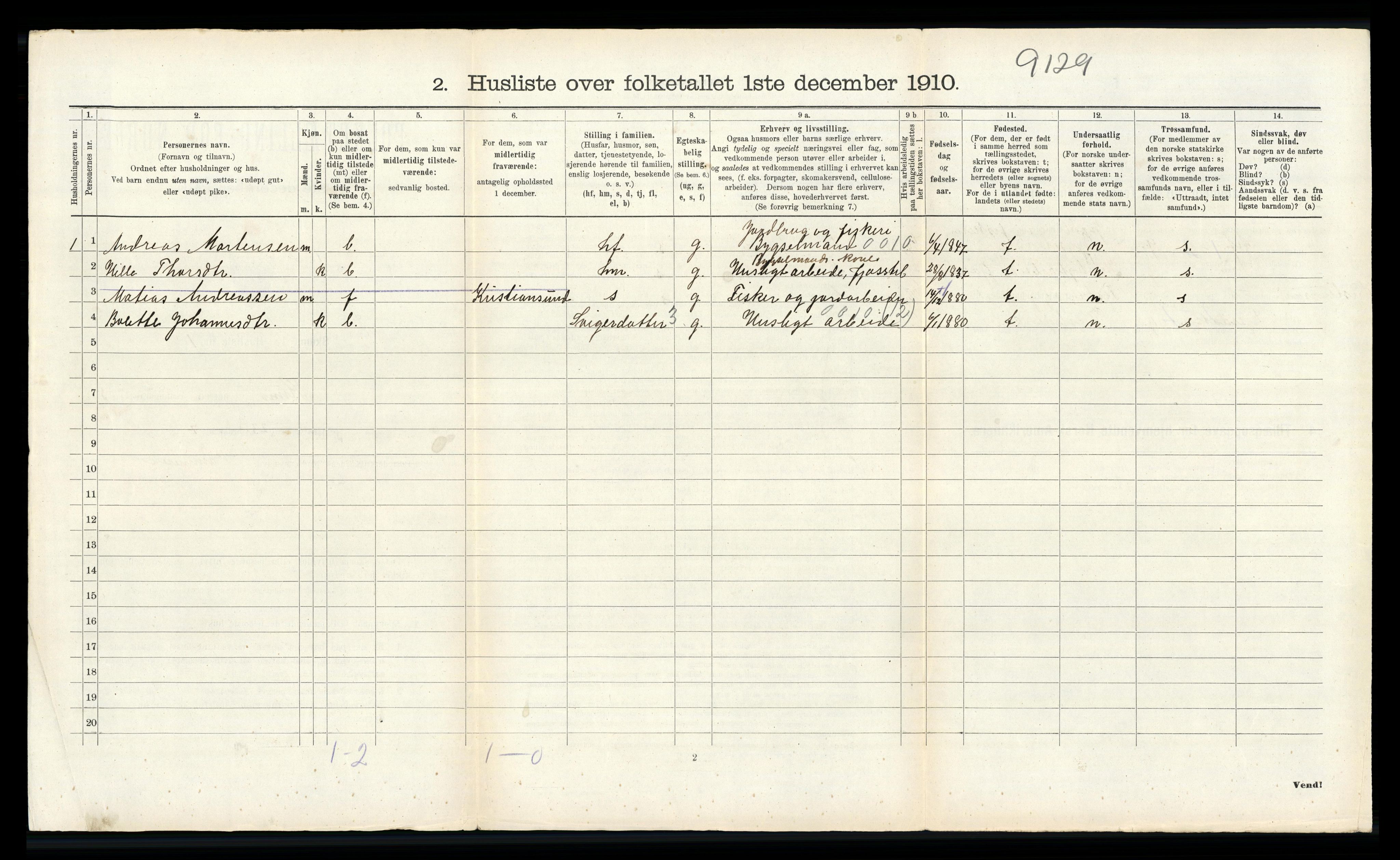 RA, 1910 census for Kinn, 1910, p. 279