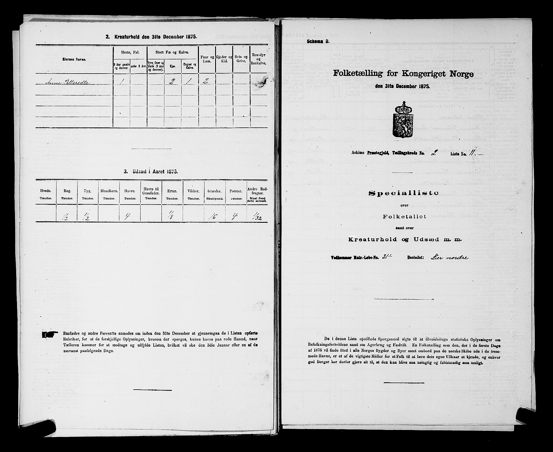 RA, 1875 census for 0124P Askim, 1875, p. 152