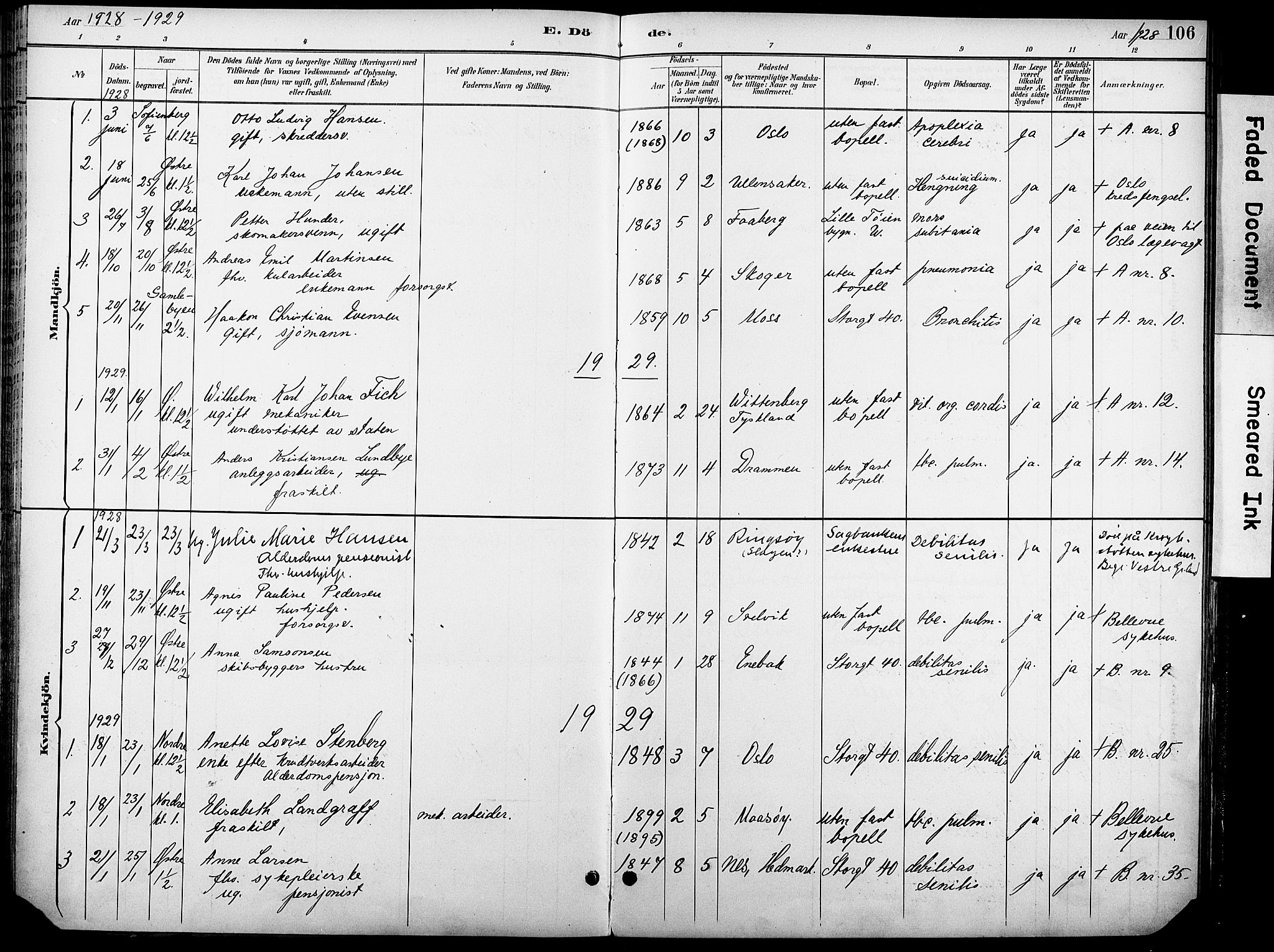 Krohgstøtten sykehusprest Kirkebøker, SAO/A-10854/F/Fa/L0003: Parish register (official) no. 3, 1890-1935, p. 106