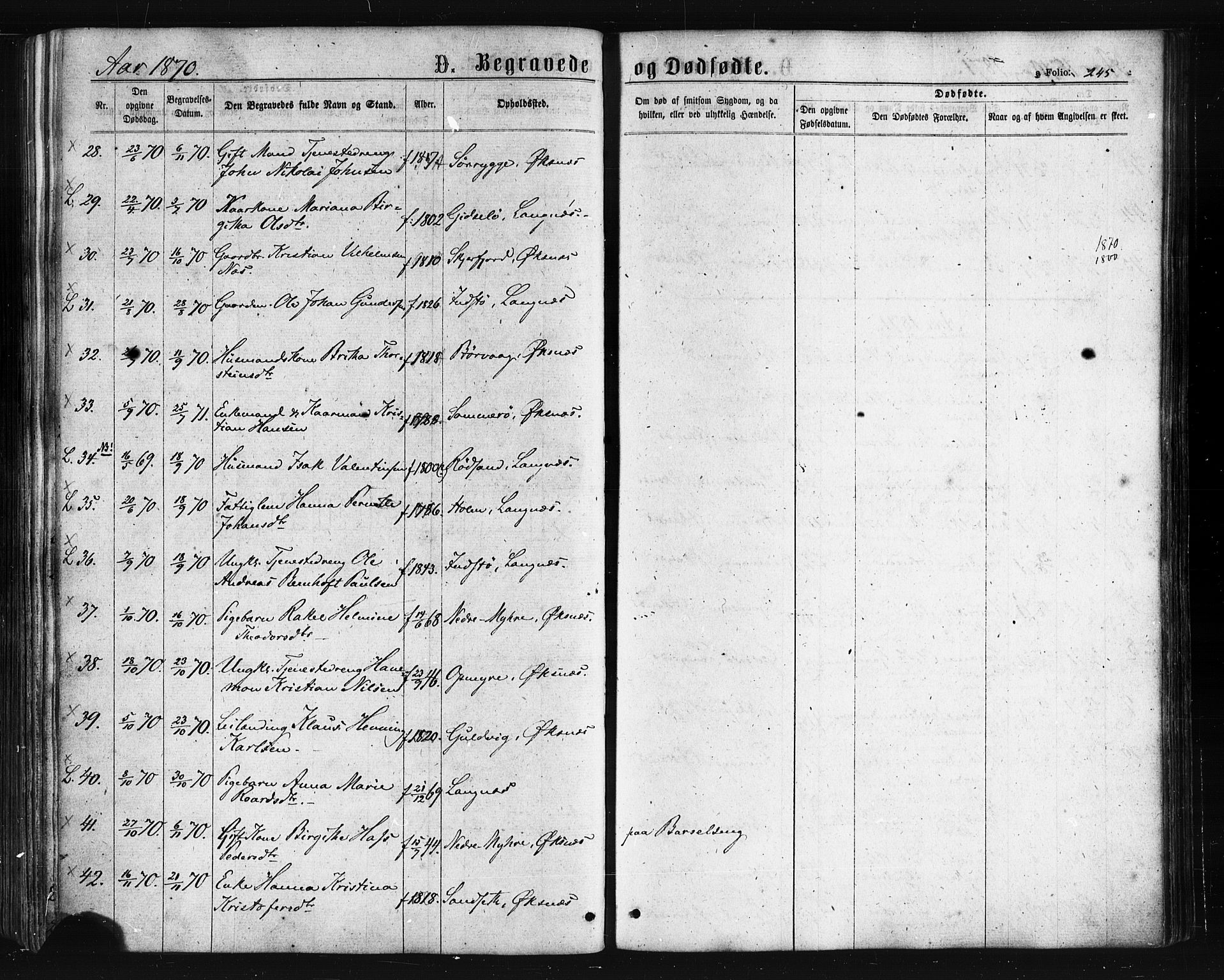 Ministerialprotokoller, klokkerbøker og fødselsregistre - Nordland, AV/SAT-A-1459/893/L1334: Parish register (official) no. 893A07, 1867-1877, p. 245