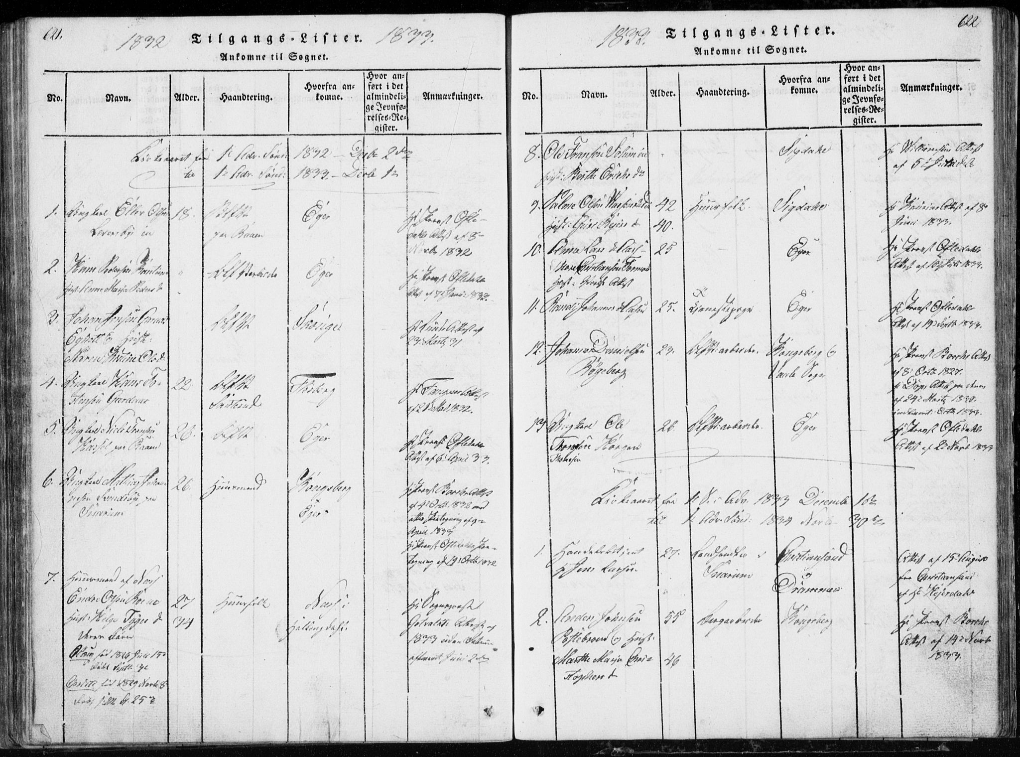 Modum kirkebøker, SAKO/A-234/G/Ga/L0002: Parish register (copy) no. I 2, 1824-1832, p. 621-622