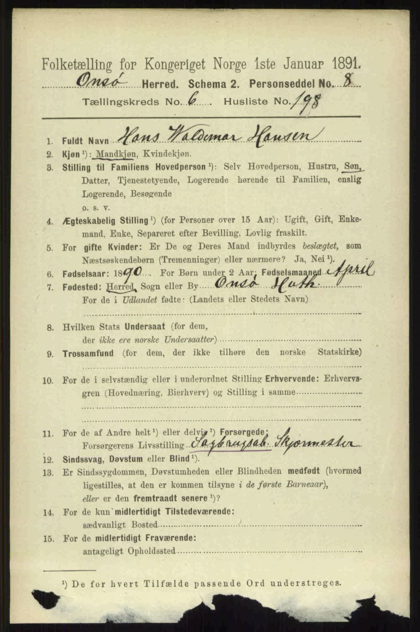 RA, 1891 census for 0134 Onsøy, 1891, p. 6358