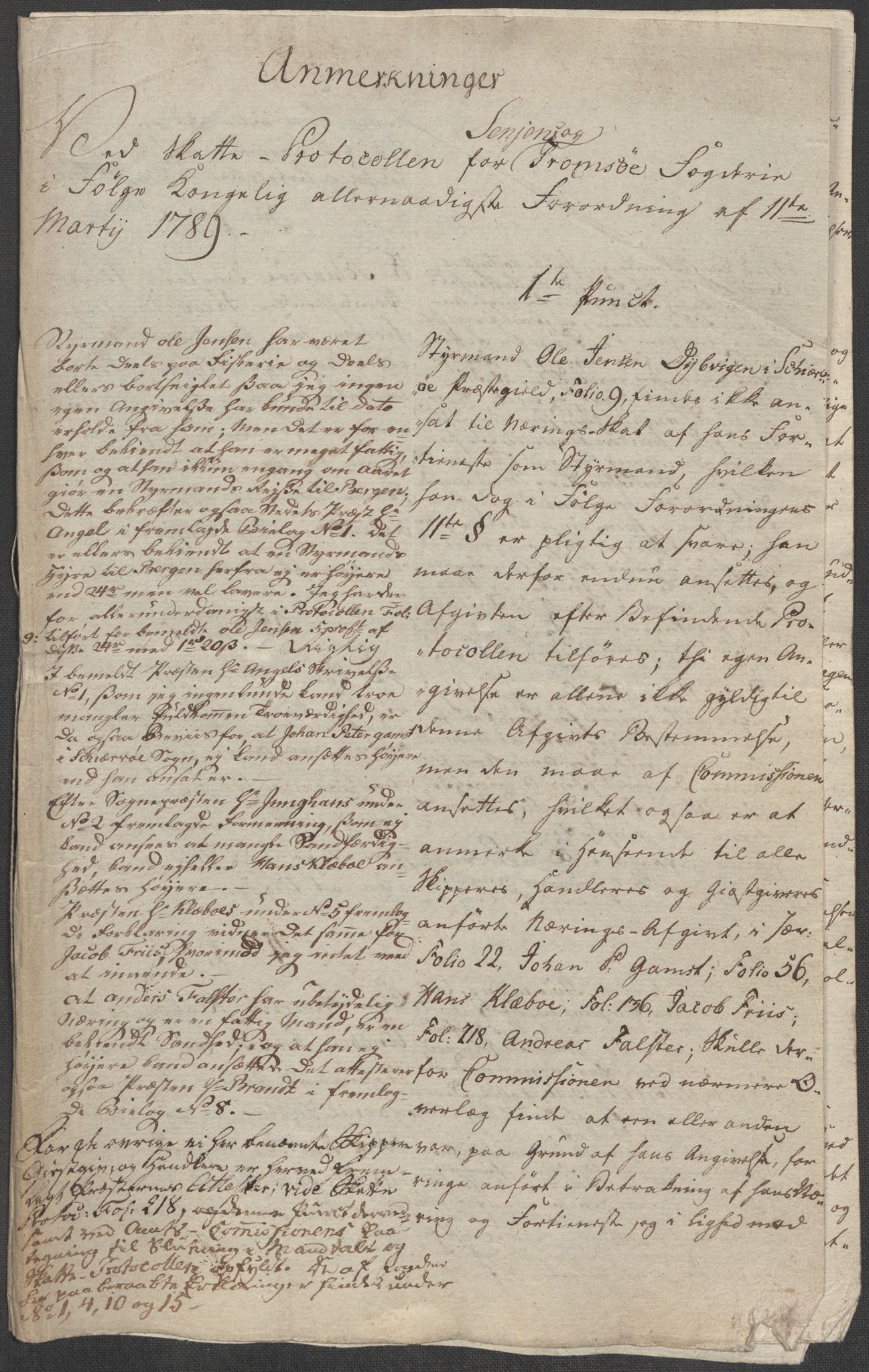 Rentekammeret inntil 1814, Reviderte regnskaper, Mindre regnskaper, AV/RA-EA-4068/Rf/Rfe/L0042:  Senja og Troms fogderi, 1789, p. 17