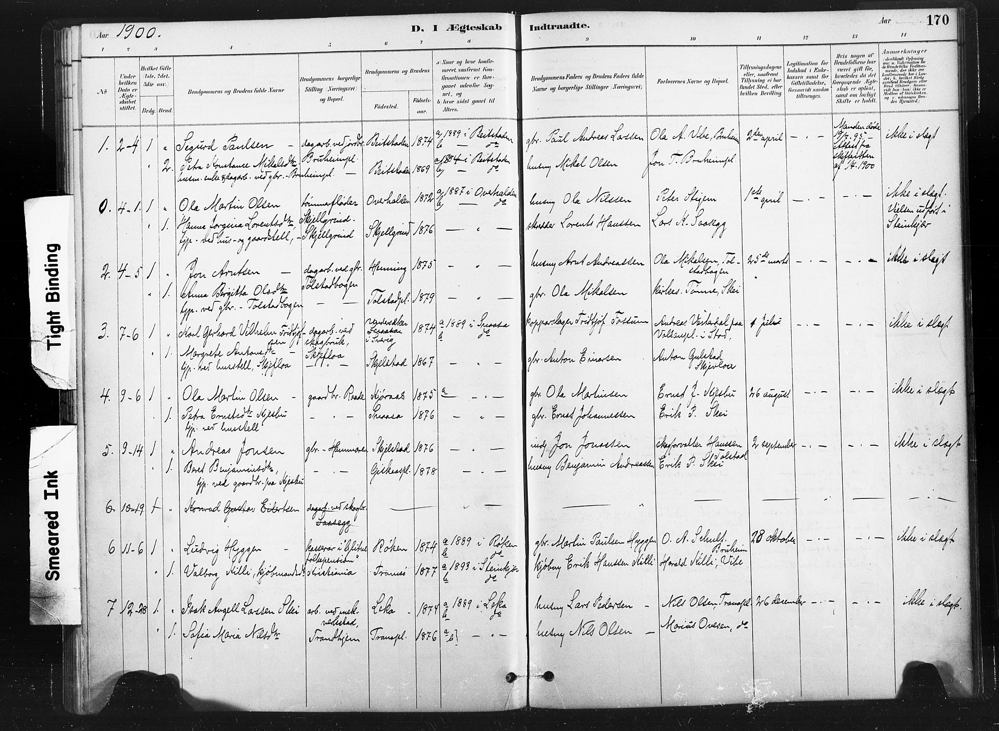 Ministerialprotokoller, klokkerbøker og fødselsregistre - Nord-Trøndelag, AV/SAT-A-1458/736/L0361: Parish register (official) no. 736A01, 1884-1906, p. 170