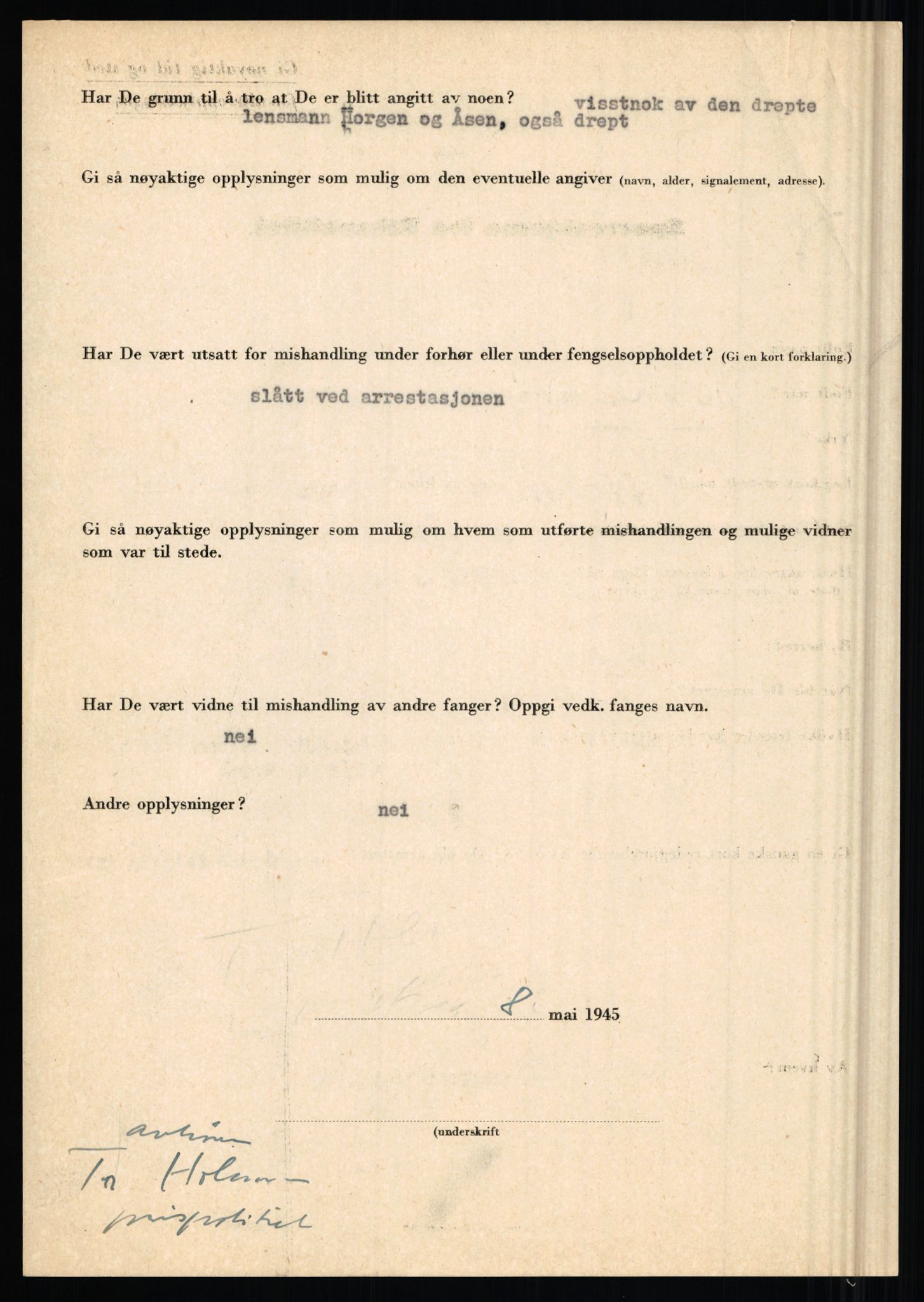 Rikspolitisjefen, AV/RA-S-1560/L/L0013: Noss, Eirik - Petrussen, Sigurd, 1940-1945, p. 4