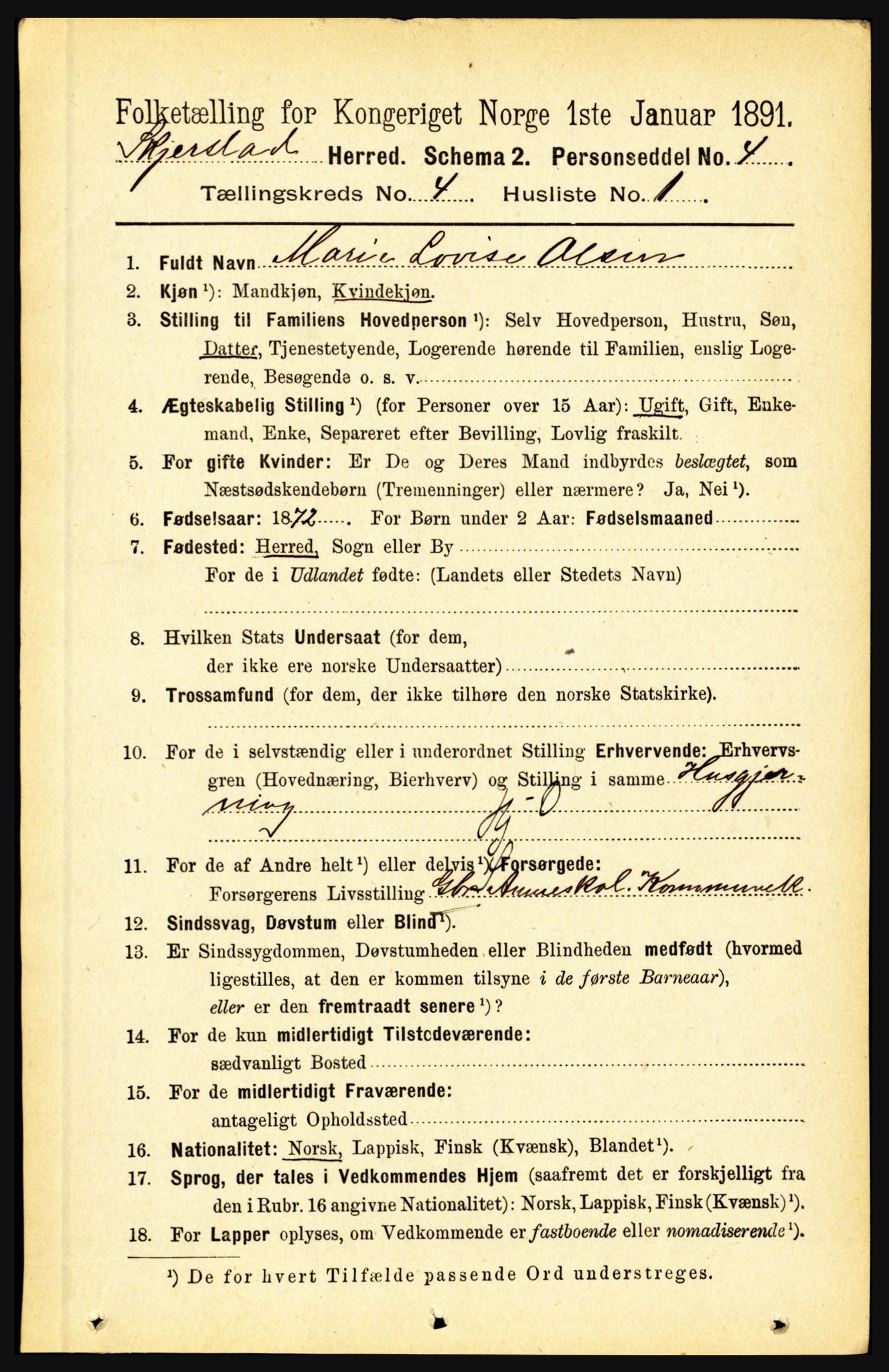 RA, 1891 census for 1842 Skjerstad, 1891, p. 1104