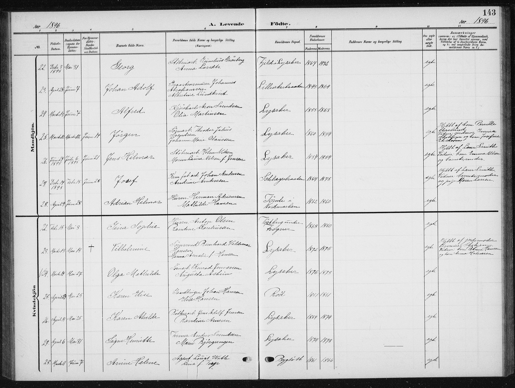 Vestre Aker prestekontor Kirkebøker, AV/SAO-A-10025/F/Fb/L0001: Parish register (official) no. II 1, 1880-1906, p. 143