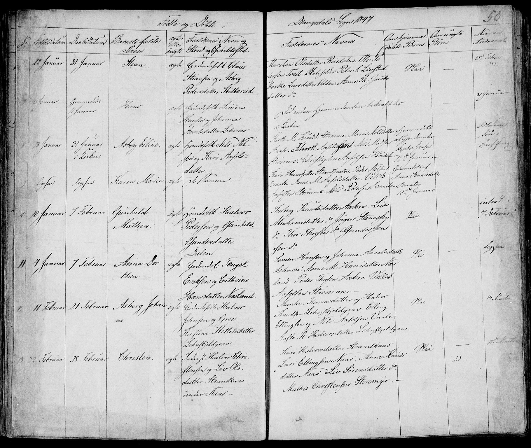 Drangedal kirkebøker, AV/SAKO-A-258/F/Fa/L0007a: Parish register (official) no. 7a, 1837-1856, p. 50