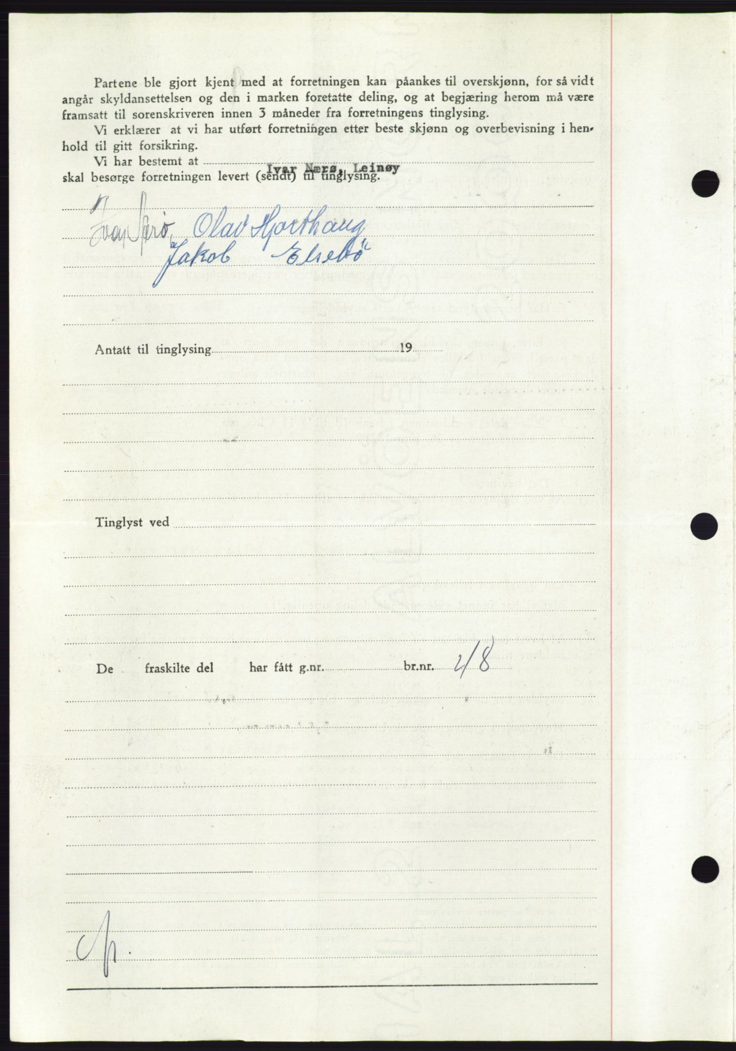 Søre Sunnmøre sorenskriveri, AV/SAT-A-4122/1/2/2C/L0110: Mortgage book no. 36A, 1958-1958, Diary no: : 1475/1958