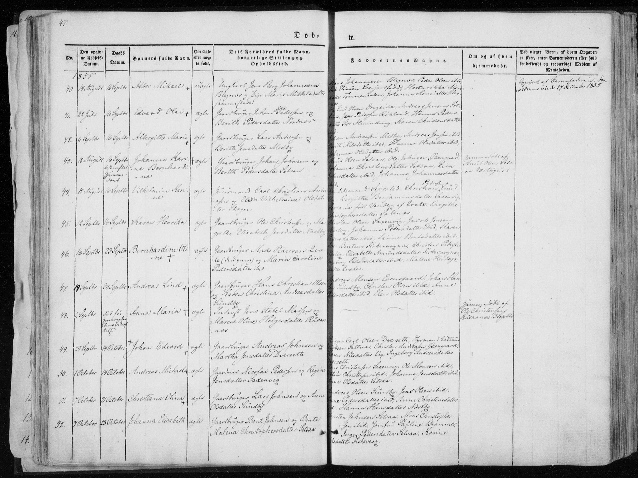 Ministerialprotokoller, klokkerbøker og fødselsregistre - Nordland, SAT/A-1459/847/L0666: Parish register (official) no. 847A06, 1842-1871, p. 47