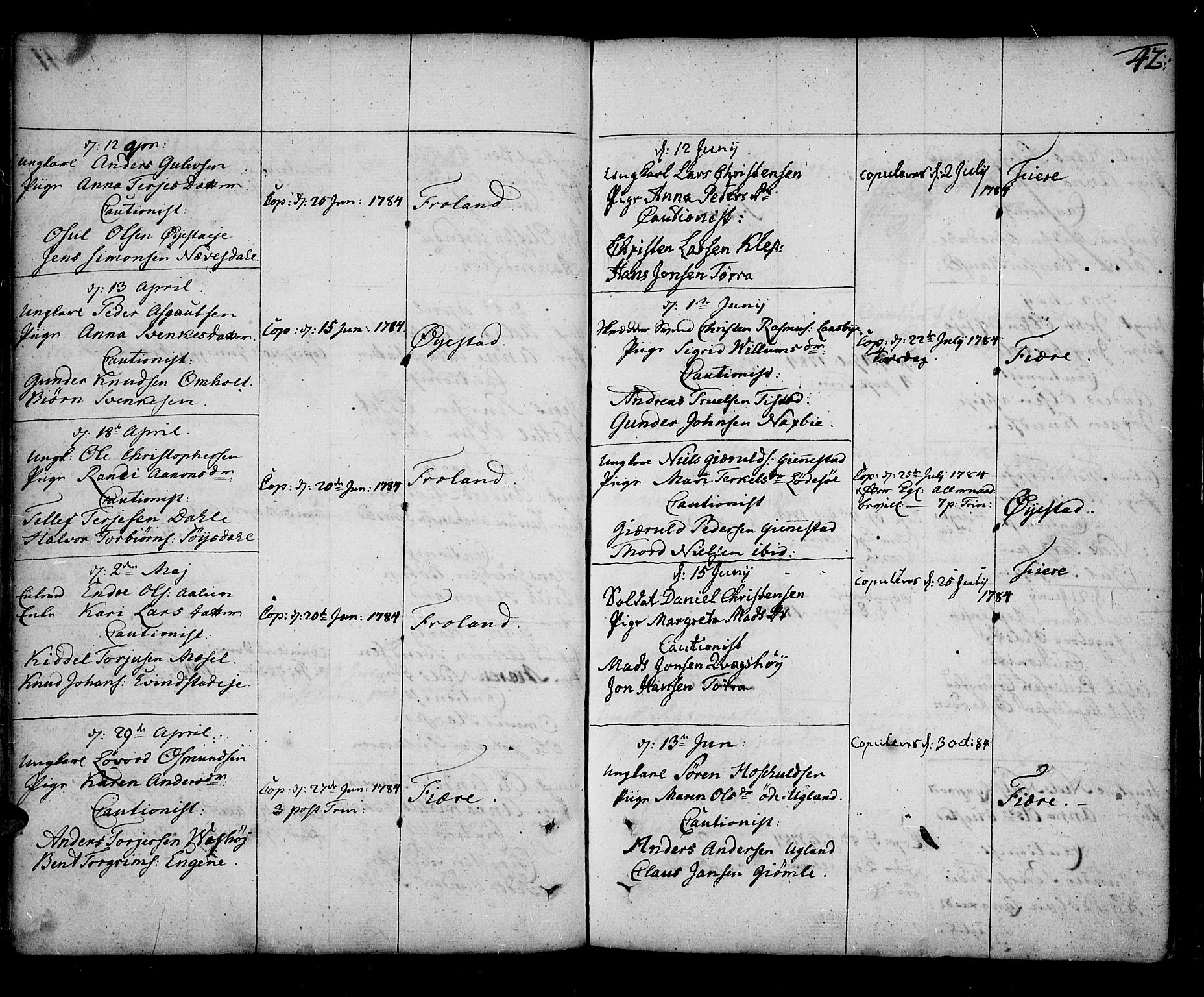 Øyestad sokneprestkontor, SAK/1111-0049/F/Fa/L0009: Parish register (official) no. A 9, 1778-1808, p. 42