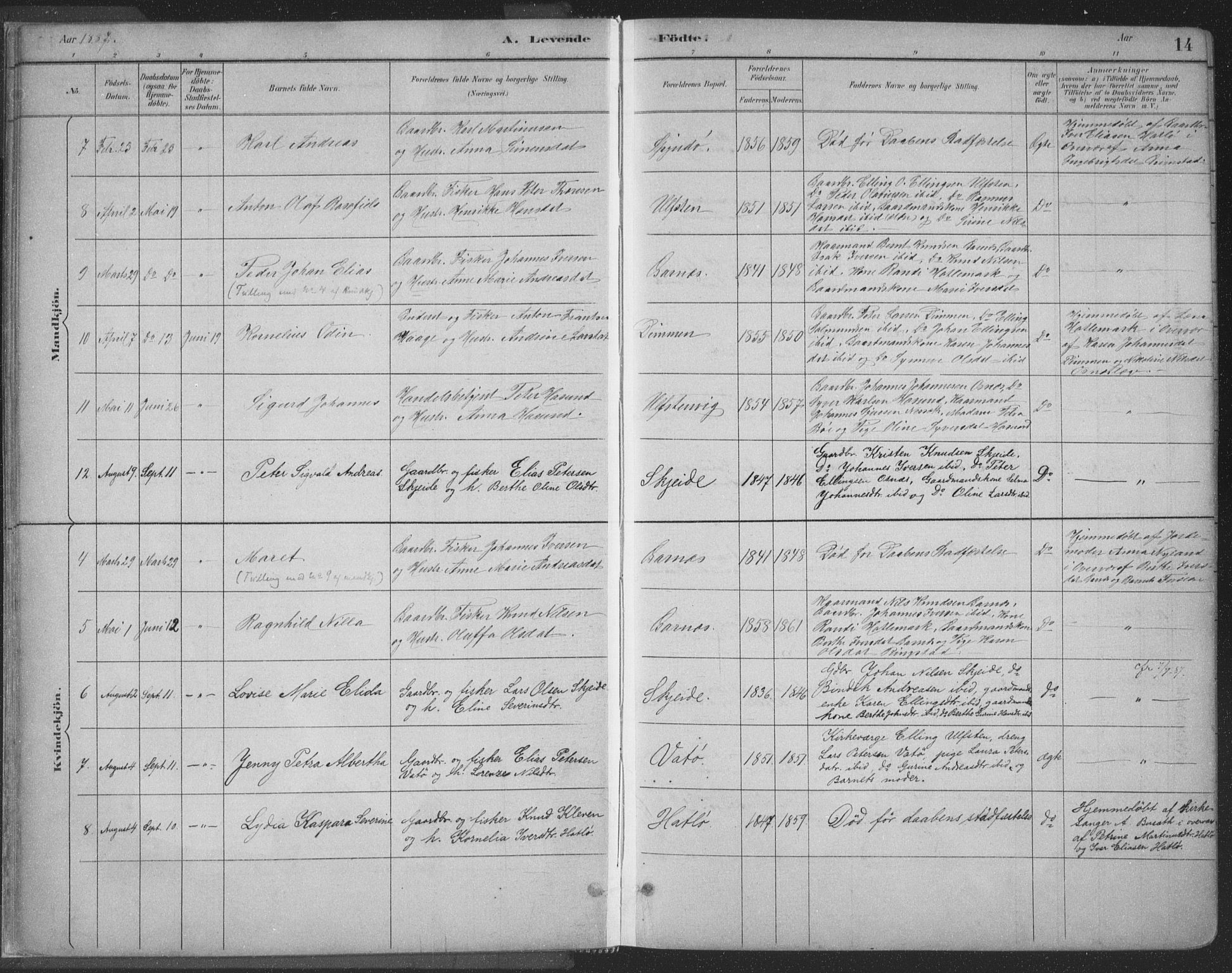 Ministerialprotokoller, klokkerbøker og fødselsregistre - Møre og Romsdal, AV/SAT-A-1454/509/L0106: Parish register (official) no. 509A04, 1883-1922, p. 14