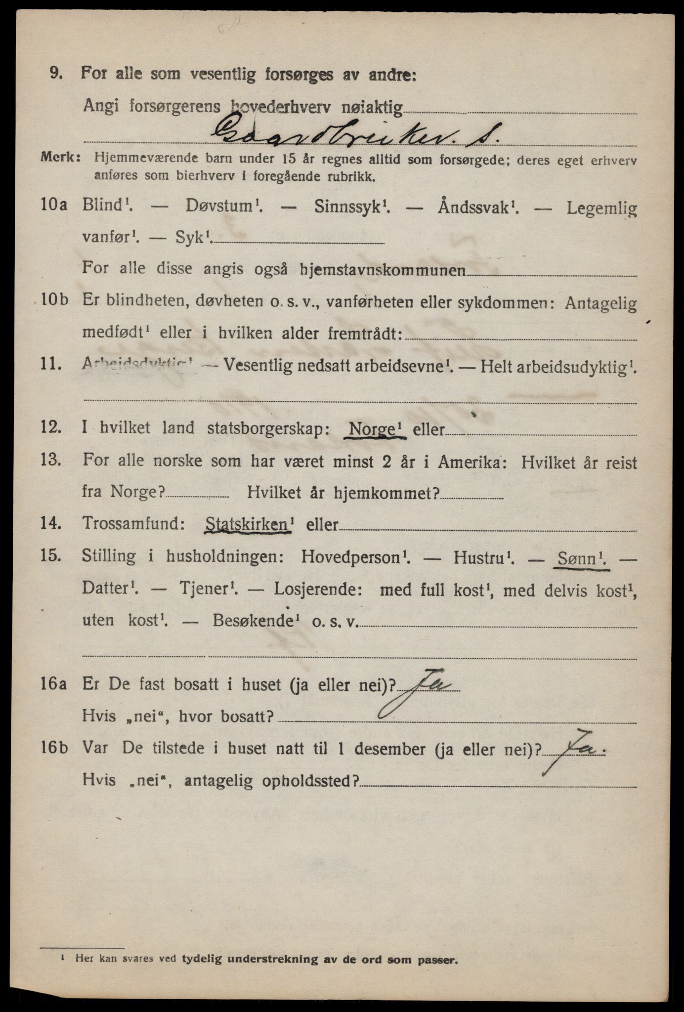 SAST, 1920 census for Forsand, 1920, p. 764