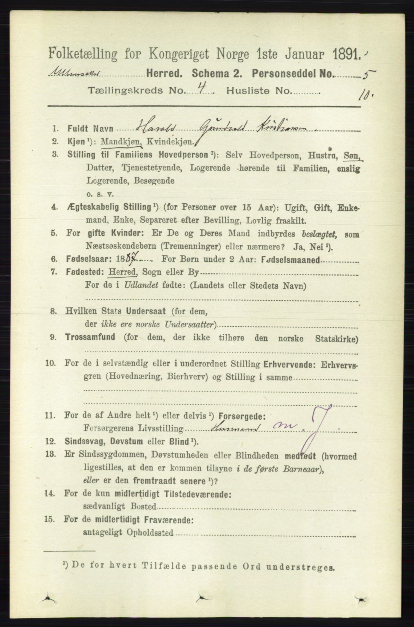 RA, 1891 census for 0235 Ullensaker, 1891, p. 1561