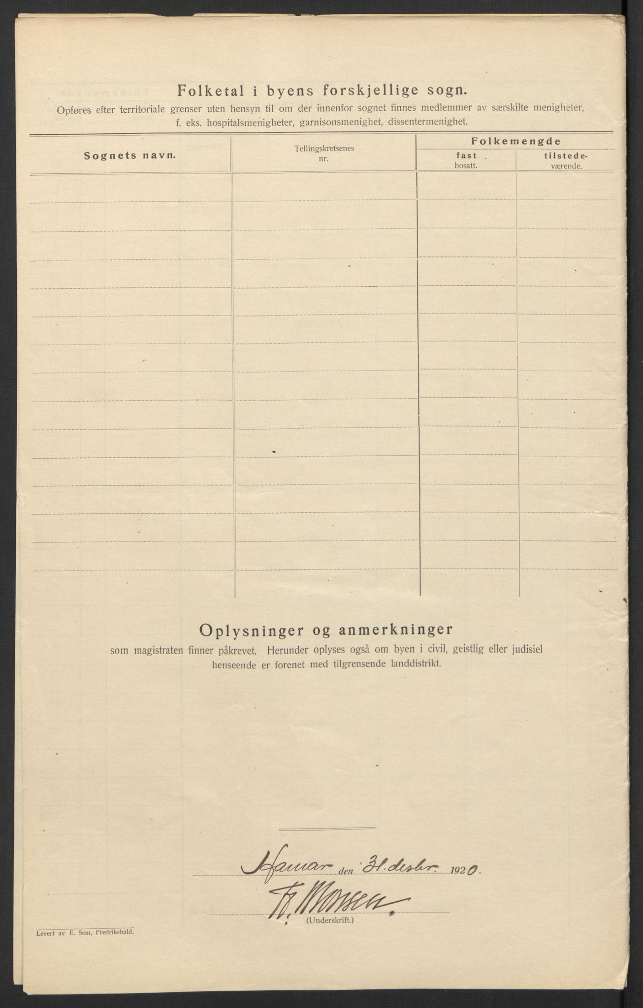 SAH, 1920 census for Hamar, 1920, p. 5