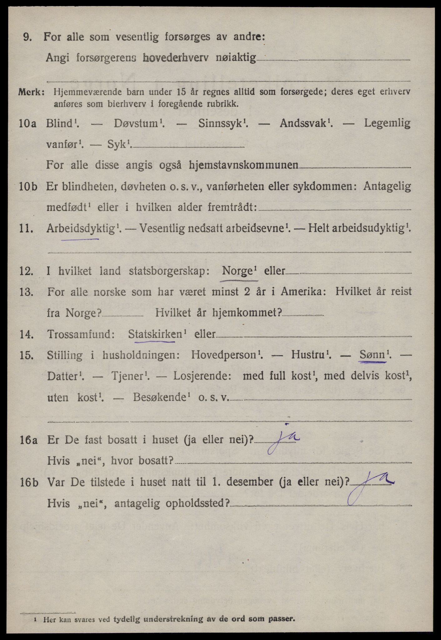 SAT, 1920 census for Nesset, 1920, p. 1091