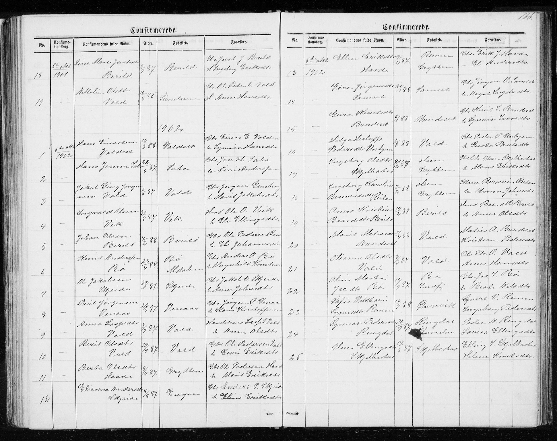 Ministerialprotokoller, klokkerbøker og fødselsregistre - Møre og Romsdal, SAT/A-1454/543/L0564: Parish register (copy) no. 543C02, 1867-1915, p. 166
