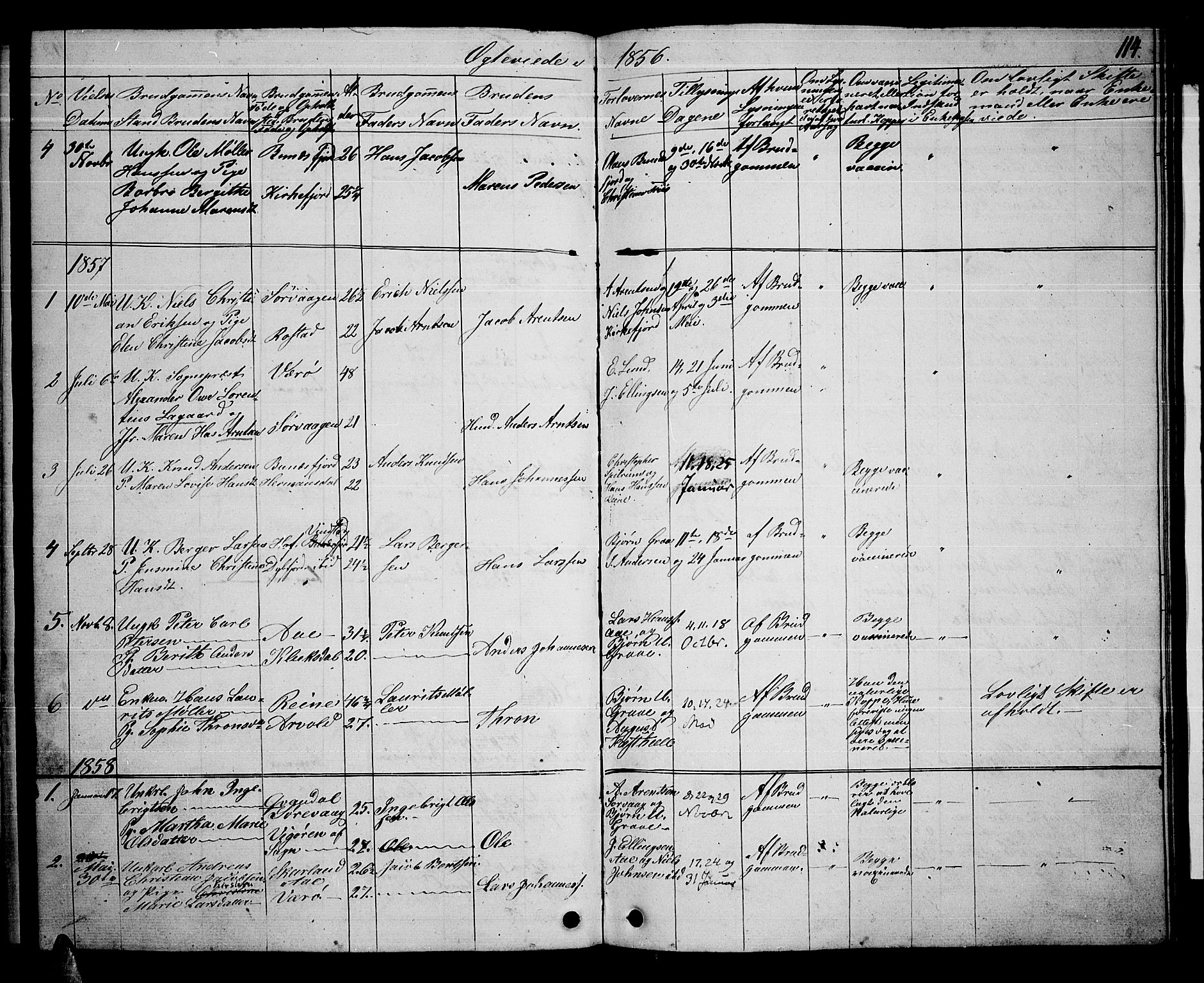 Ministerialprotokoller, klokkerbøker og fødselsregistre - Nordland, SAT/A-1459/886/L1224: Parish register (copy) no. 886C01, 1843-1873, p. 114
