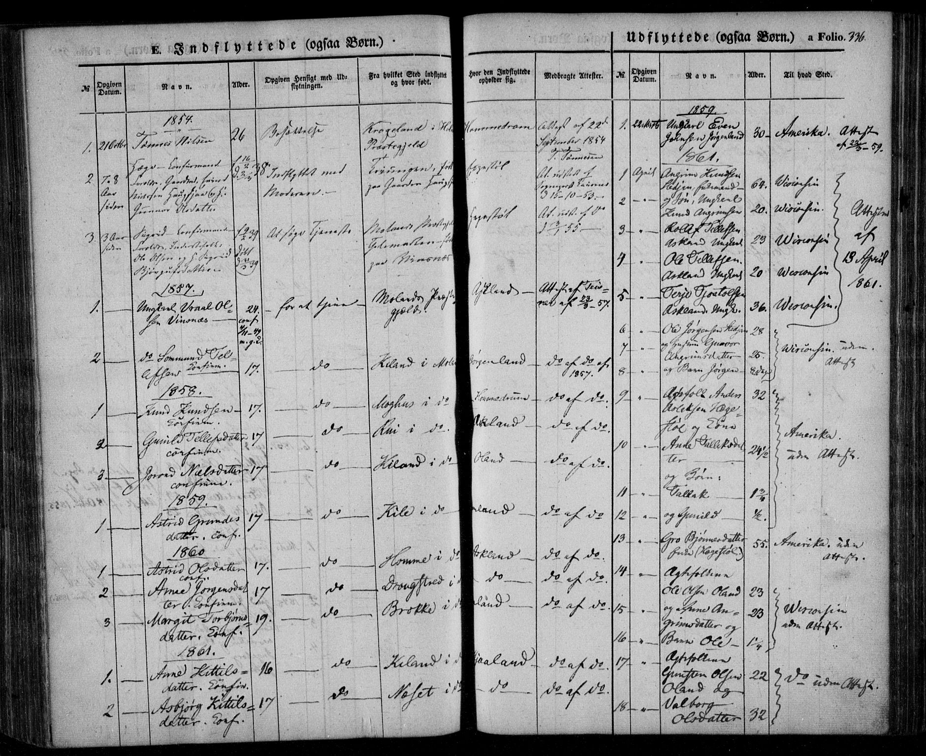 Åmli sokneprestkontor, AV/SAK-1111-0050/F/Fa/Fac/L0008: Parish register (official) no. A 8, 1852-1869, p. 336