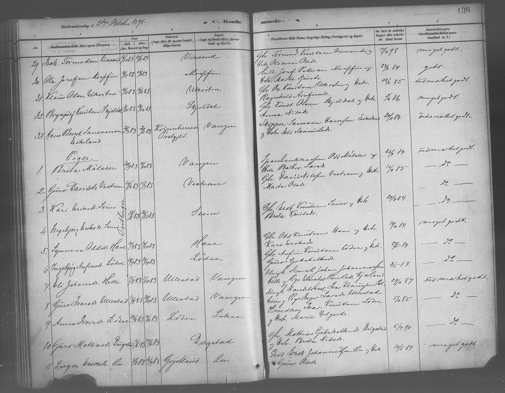 Voss sokneprestembete, AV/SAB-A-79001/H/Haa: Parish register (official) no. B 1, 1877-1899, p. 136