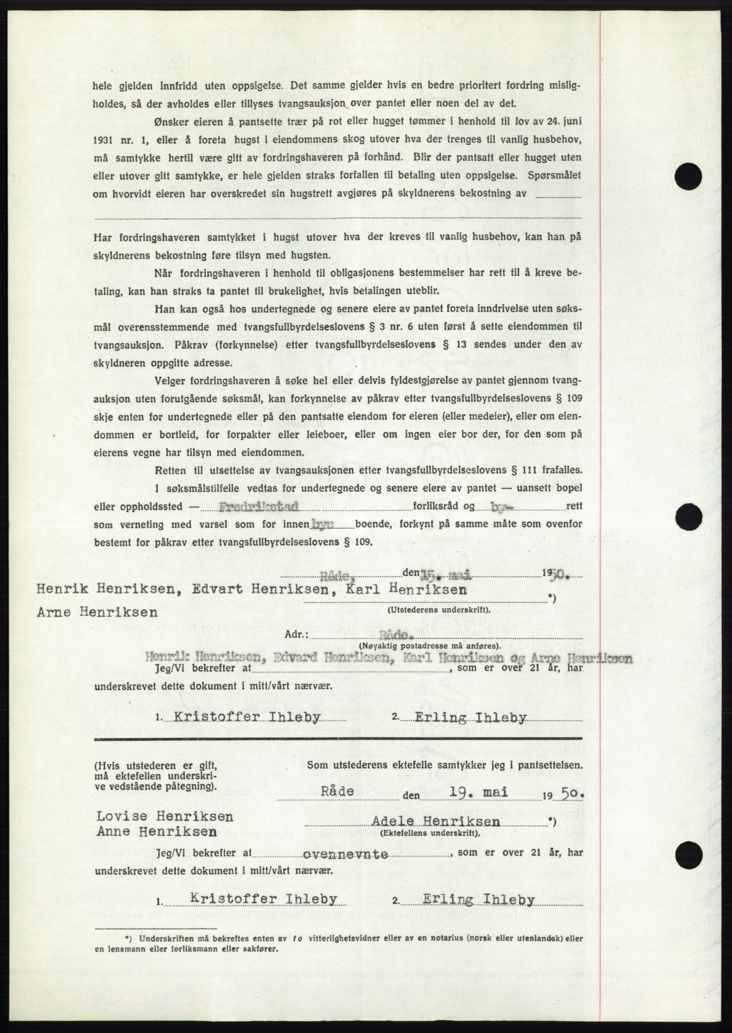 Moss sorenskriveri, AV/SAO-A-10168: Mortgage book no. B24, 1950-1950, Diary no: : 1507/1950