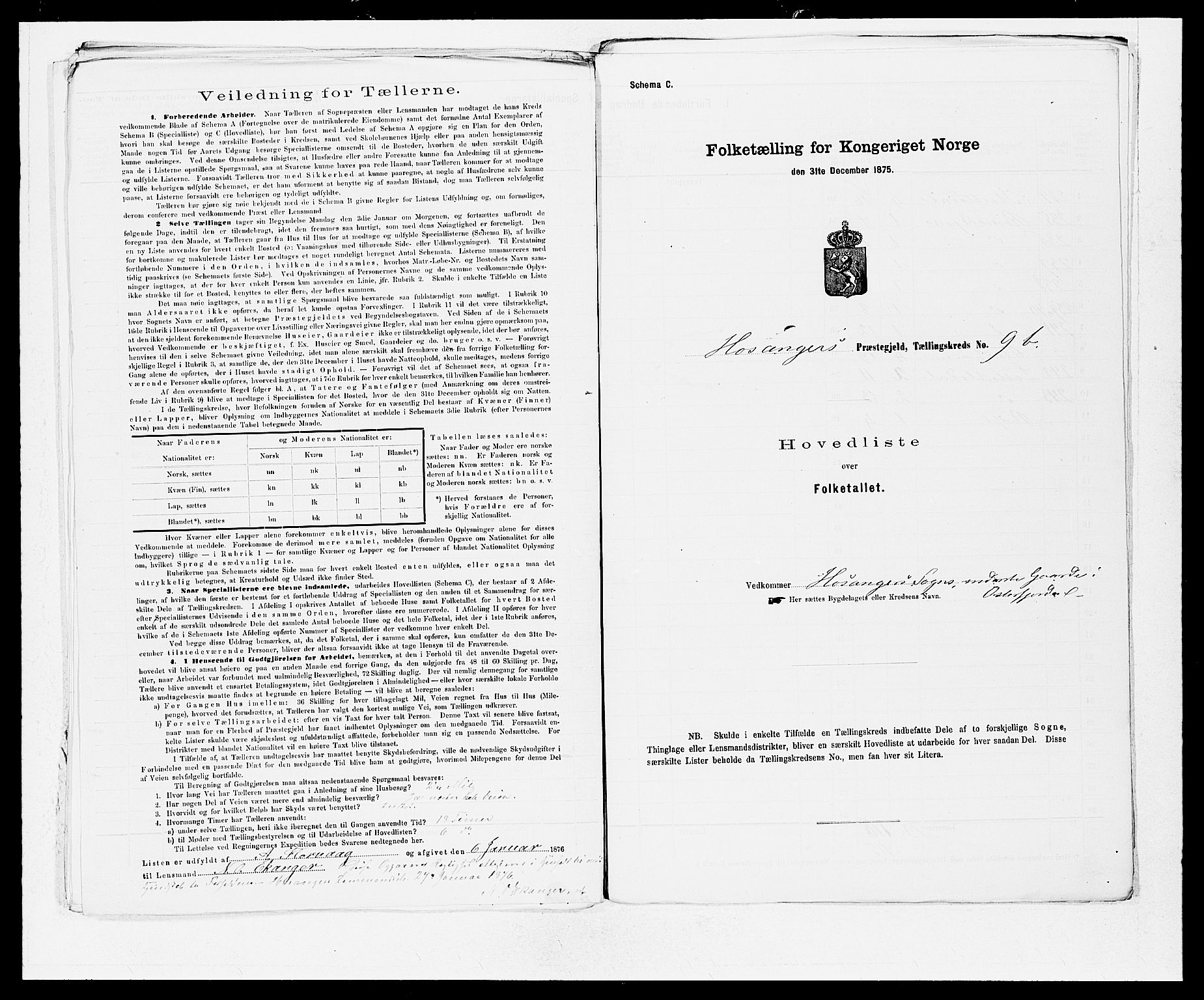 SAB, 1875 census for 1253P Hosanger, 1875, p. 20