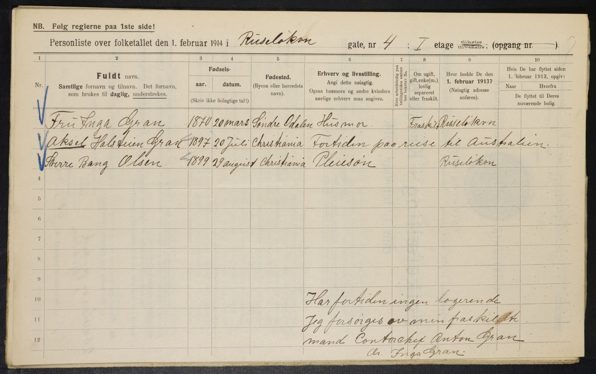 OBA, Municipal Census 1914 for Kristiania, 1914, p. 84504