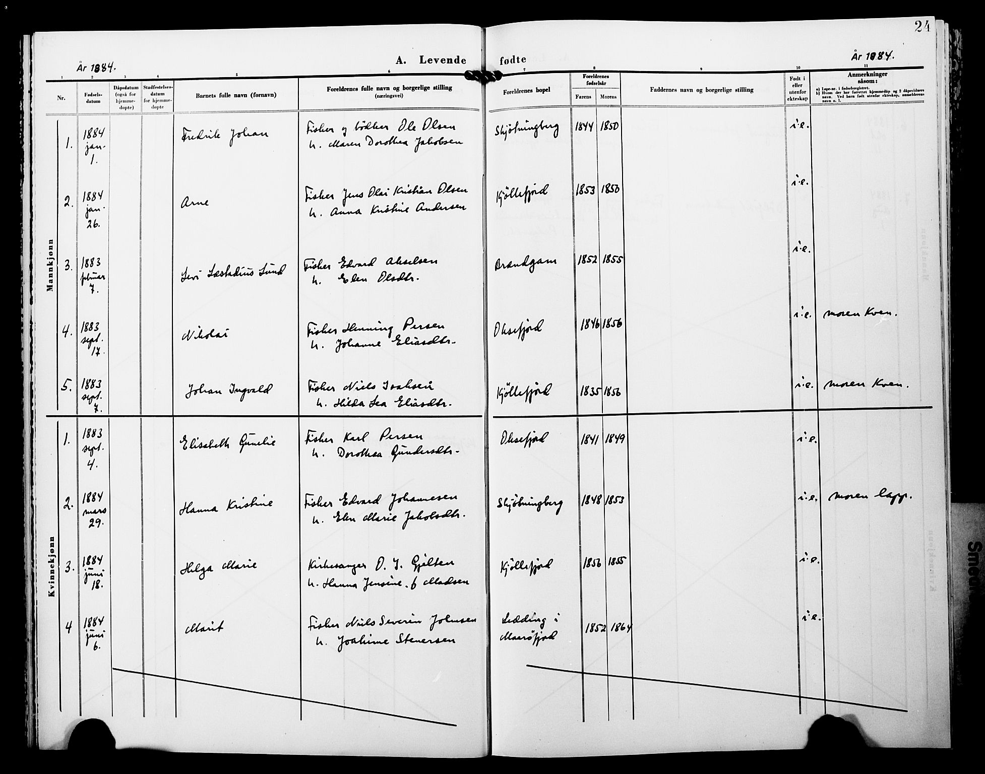 Lebesby sokneprestkontor, AV/SATØ-S-1353/H/Ha/L0005kirke: Parish register (official) no. 5, 1870-1902, p. 24