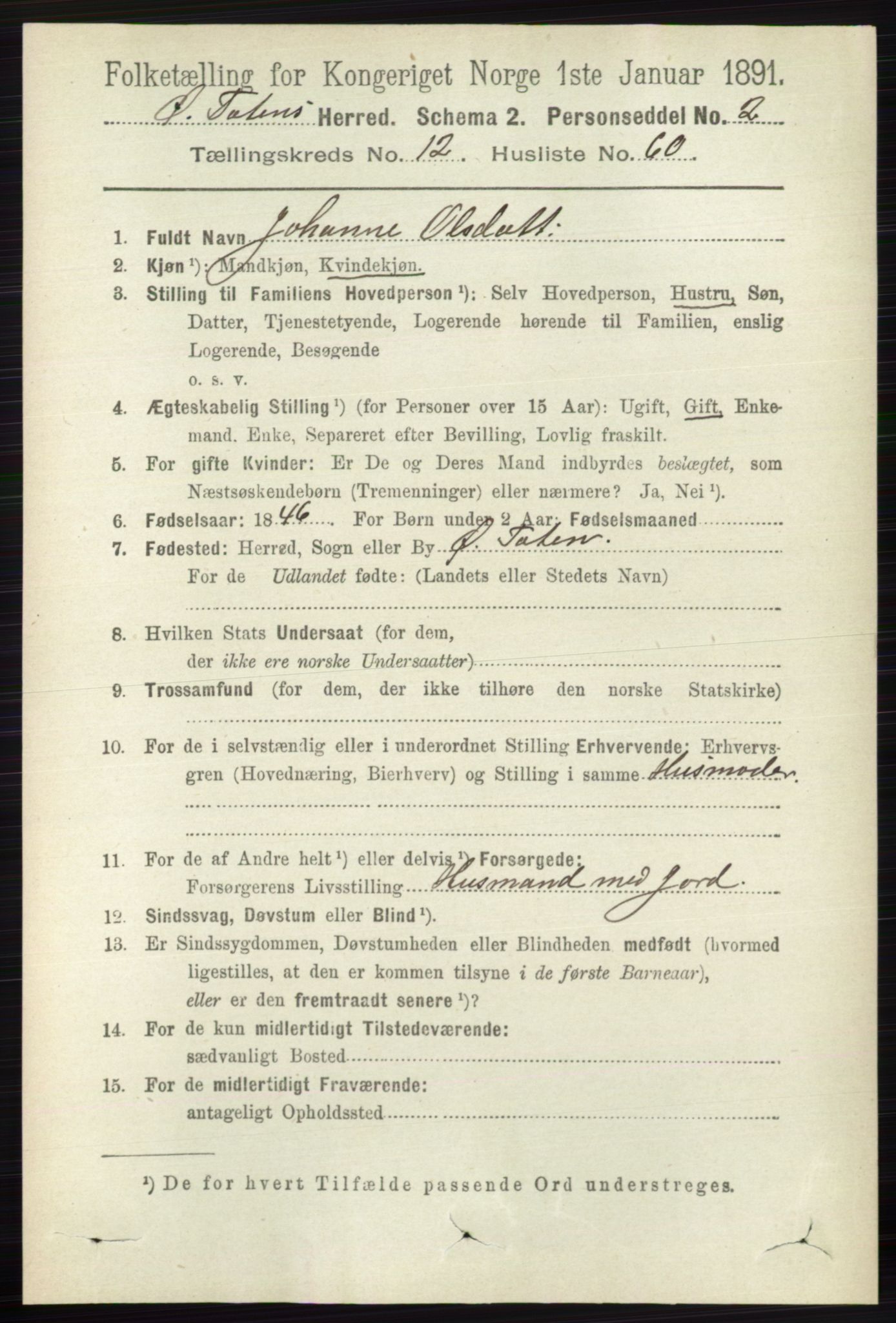 RA, 1891 census for 0528 Østre Toten, 1891, p. 8089