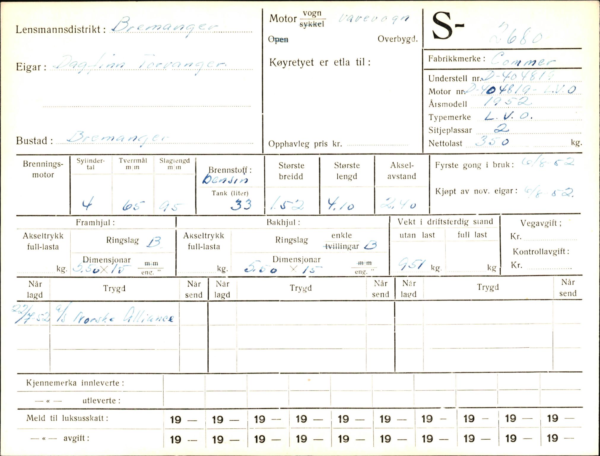 Statens vegvesen, Sogn og Fjordane vegkontor, AV/SAB-A-5301/4/F/L0004: Registerkort utmeldte Fjordane S2500-2700, S7200-7899, 1930-1961, p. 229