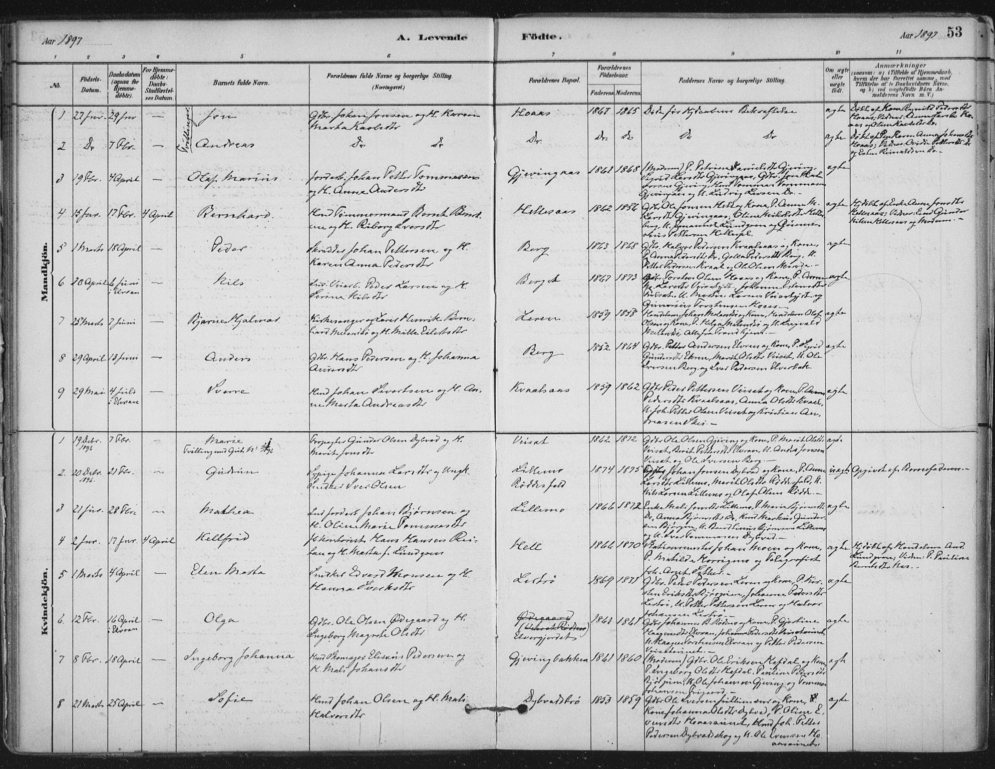 Ministerialprotokoller, klokkerbøker og fødselsregistre - Nord-Trøndelag, SAT/A-1458/710/L0095: Parish register (official) no. 710A01, 1880-1914, p. 53