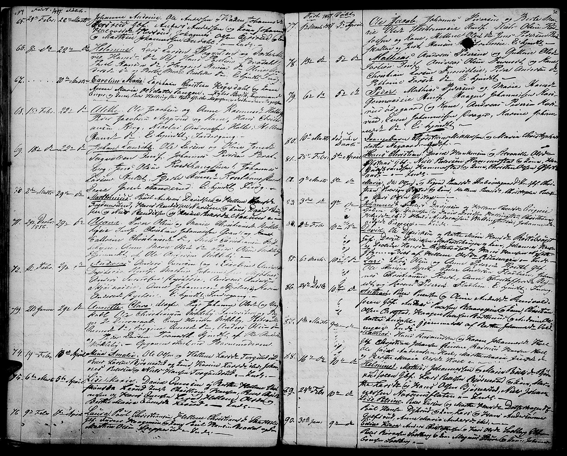 Vestre Toten prestekontor, AV/SAH-PREST-108/H/Ha/Hab/L0005: Parish register (copy) no. 5, 1854-1870, p. 30