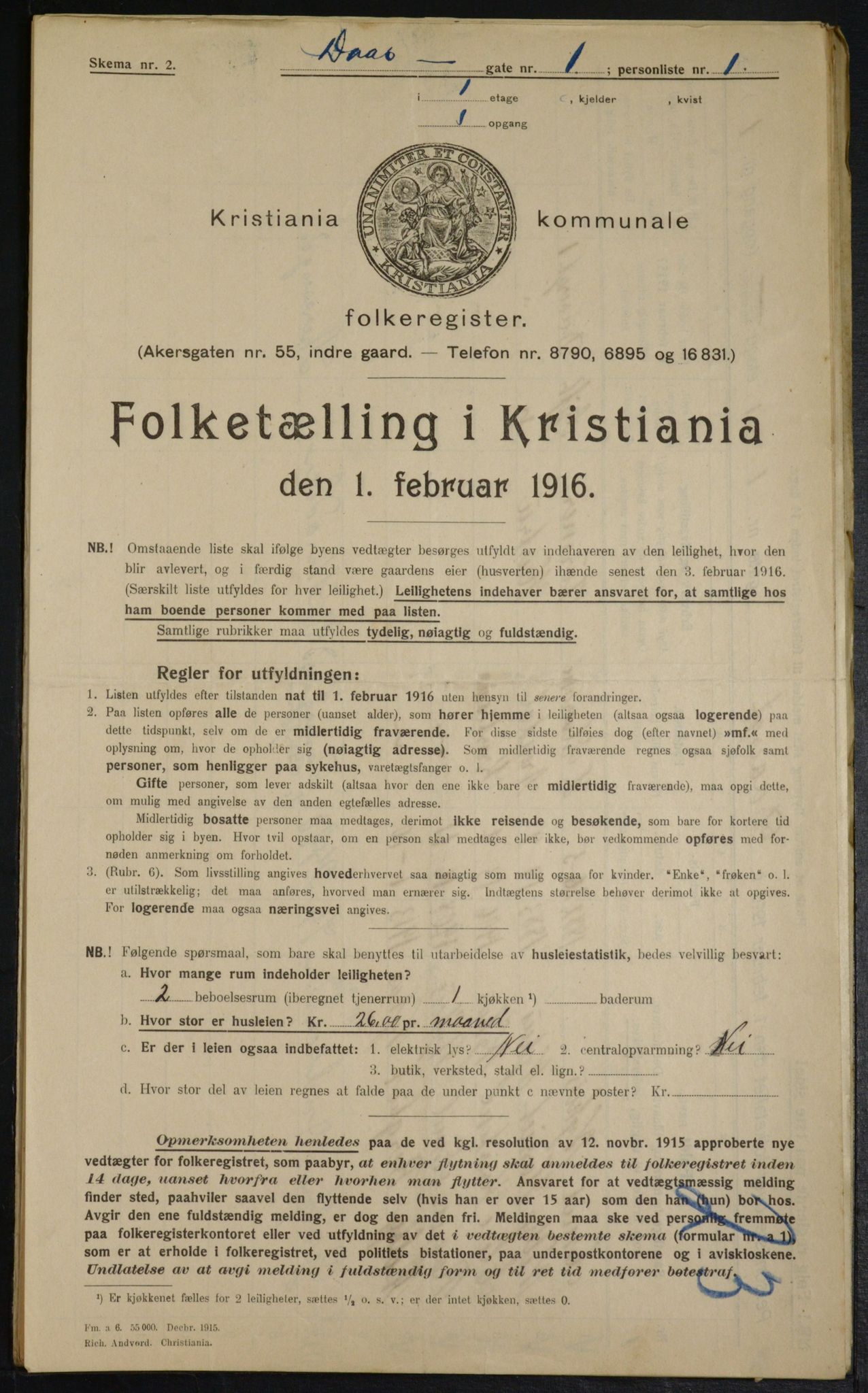 OBA, Municipal Census 1916 for Kristiania, 1916, p. 18017