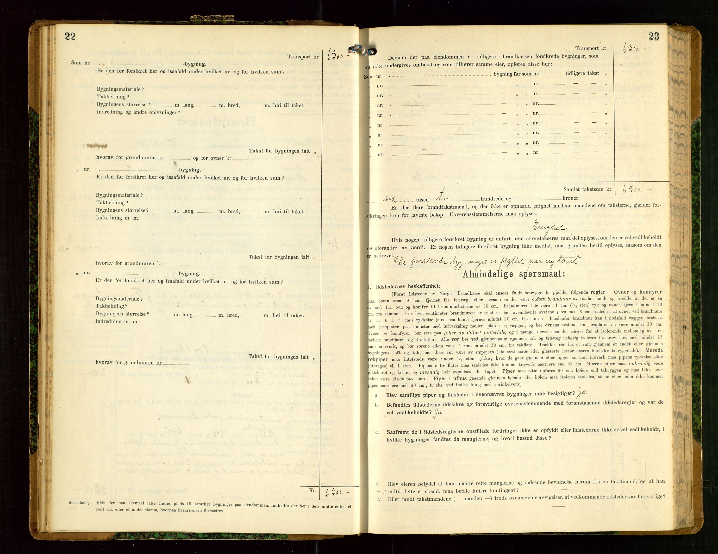 Klepp lensmannskontor, AV/SAST-A-100163/Goc/L0008: "Brandtakstprotokol" m/register, 1914-1917, p. 22-23